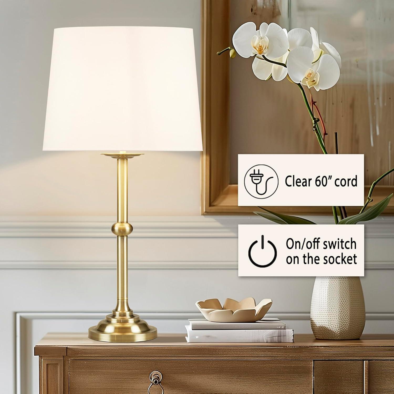 imageHampton Hill Aelorian Table Lamp Antiqued Brass Nightstand Bedside Lamp Bedford Collection Farmhouse Study Lamp Clear Polarized Cord Socket Swtich Empire Fabric Shade 225quot H