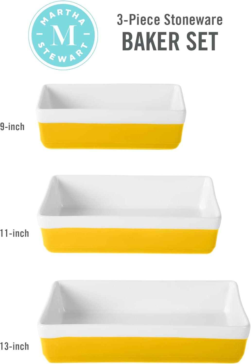 imageMARTHA STEWART 3 Piece Oven to Table Stoneware Bakeware Baking Dish ampamp Casserole Set RedYellow