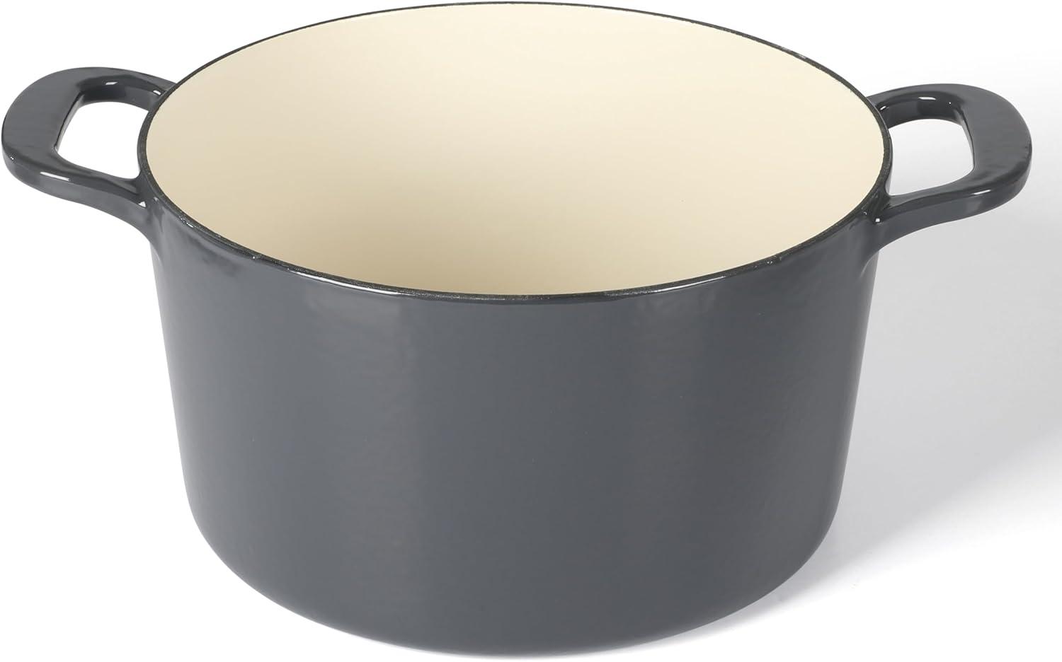 imageMARTHA STEWART Gatwick 7 QT Enamel Cast Iron Dutch Oven Pot with Lid Martha BlueGray