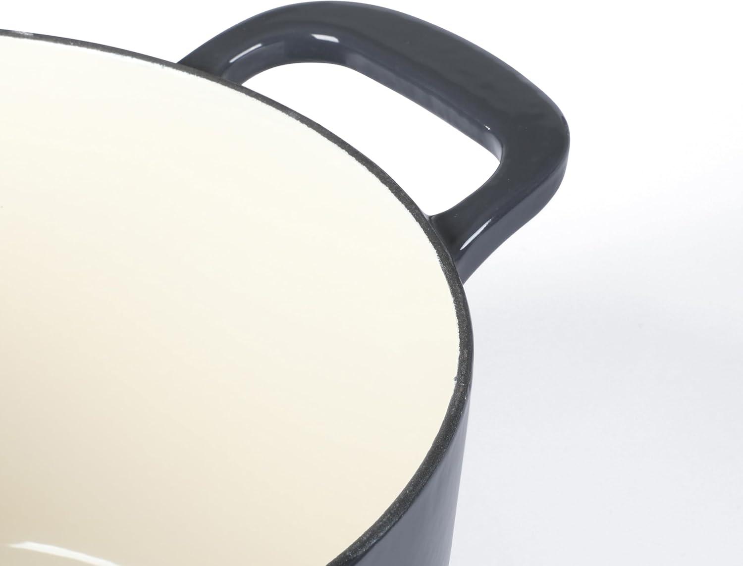 imageMARTHA STEWART Gatwick 7 QT Enamel Cast Iron Dutch Oven Pot with Lid Martha BlueGray