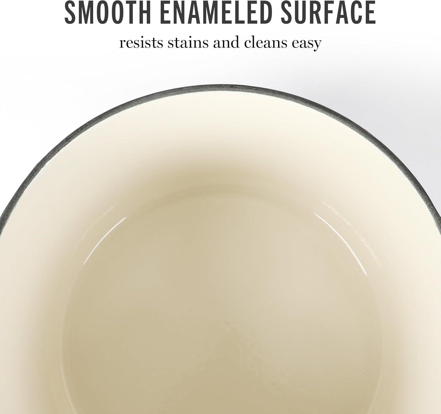 imageMARTHA STEWART Gatwick 7 QT Enamel Cast Iron Dutch Oven Pot with Lid Martha BlueGrey