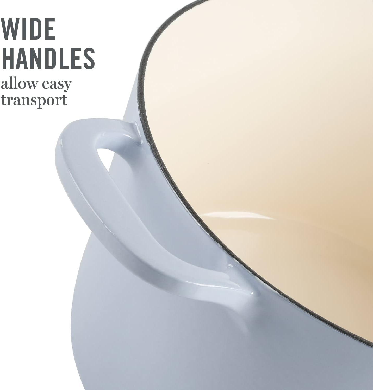 imageMARTHA STEWART Gatwick 7 QT Enamel Cast Iron Dutch Oven Pot with Lid Martha BlueLavender