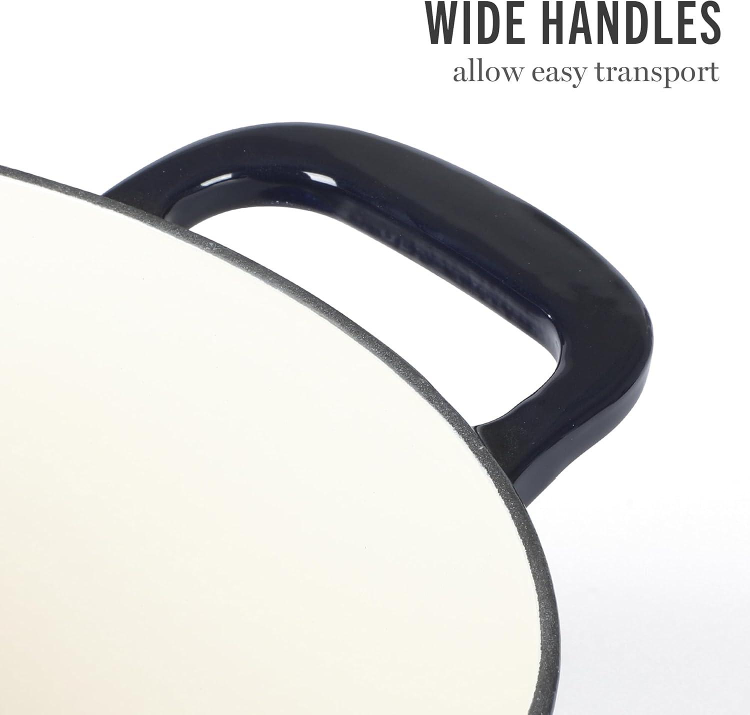 imageMARTHA STEWART Gatwick 7 QT Enamel Cast Iron Dutch Oven Pot with Lid Martha BlueNavy Blue