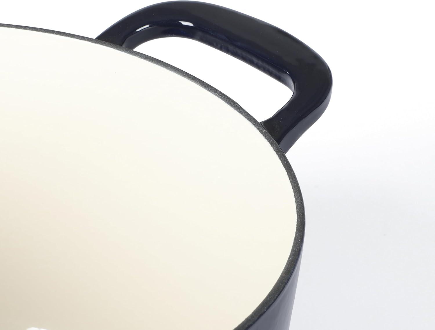 imageMARTHA STEWART Gatwick 7 QT Enamel Cast Iron Dutch Oven Pot with Lid Martha BlueNavy Blue