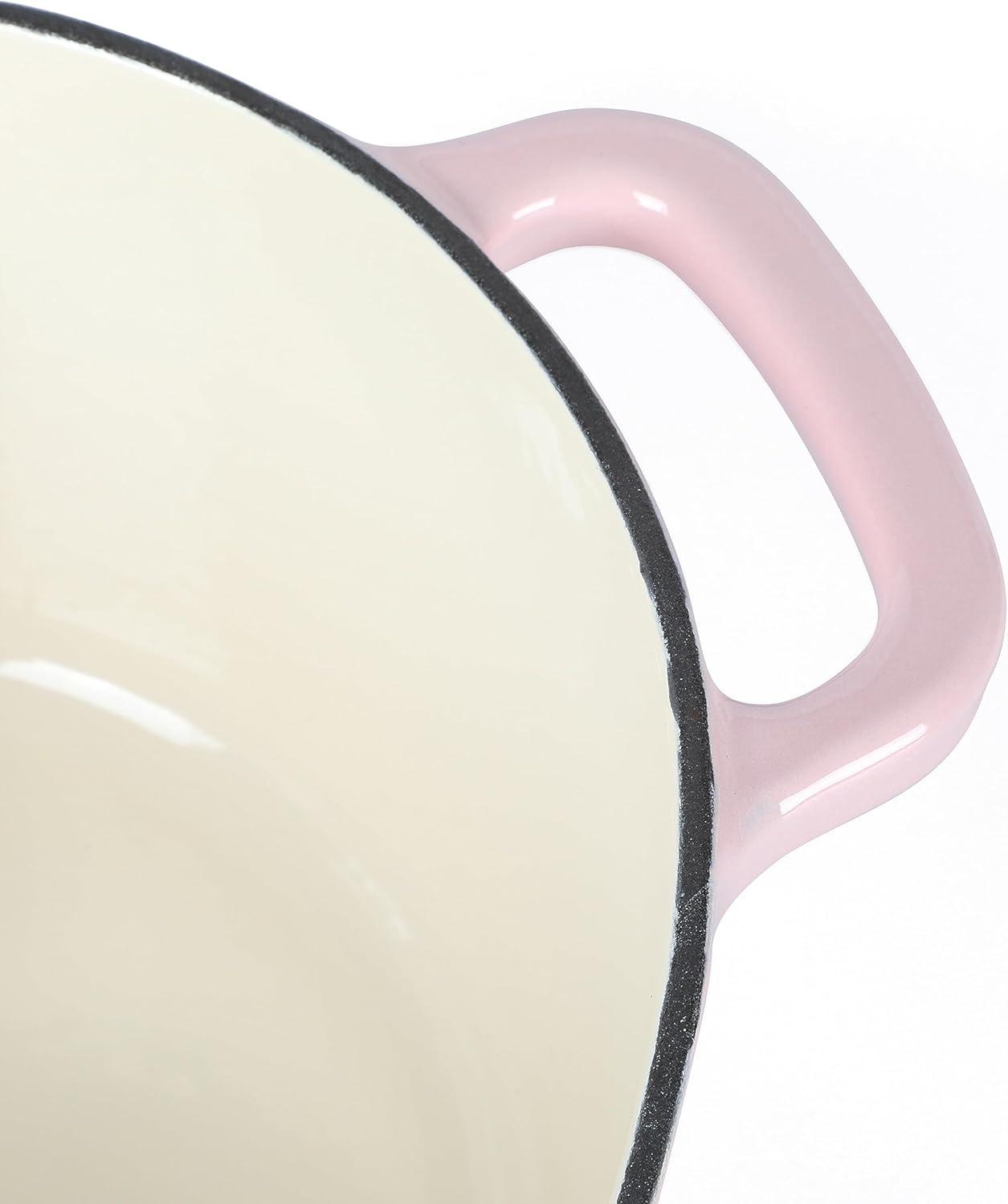 imageMARTHA STEWART Gatwick 7 QT Enamel Cast Iron Dutch Oven Pot with Lid Martha BluePink Heart Shaped