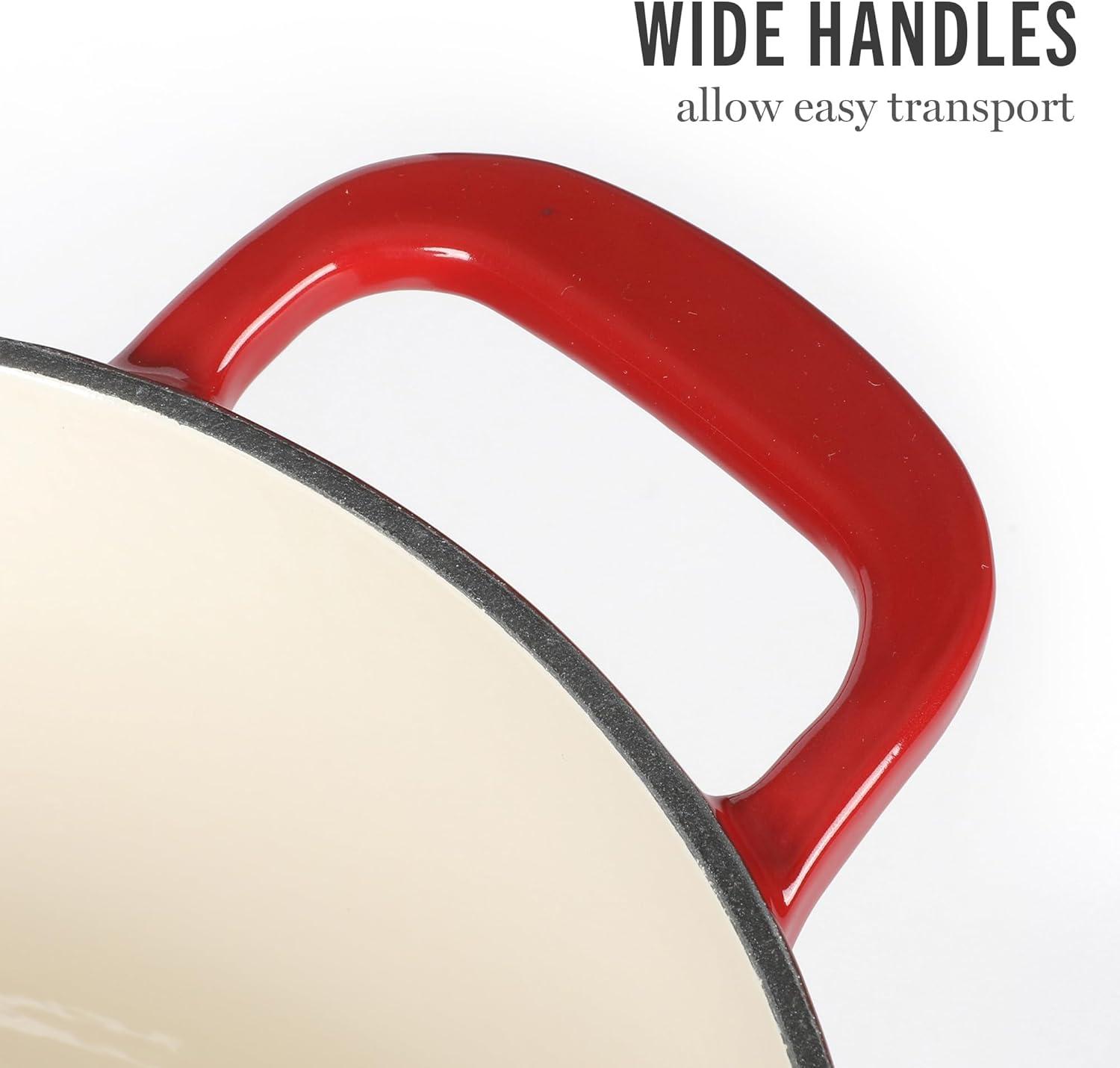 imageMARTHA STEWART Gatwick 7 QT Enamel Cast Iron Dutch Oven Pot with Lid Martha BlueRed