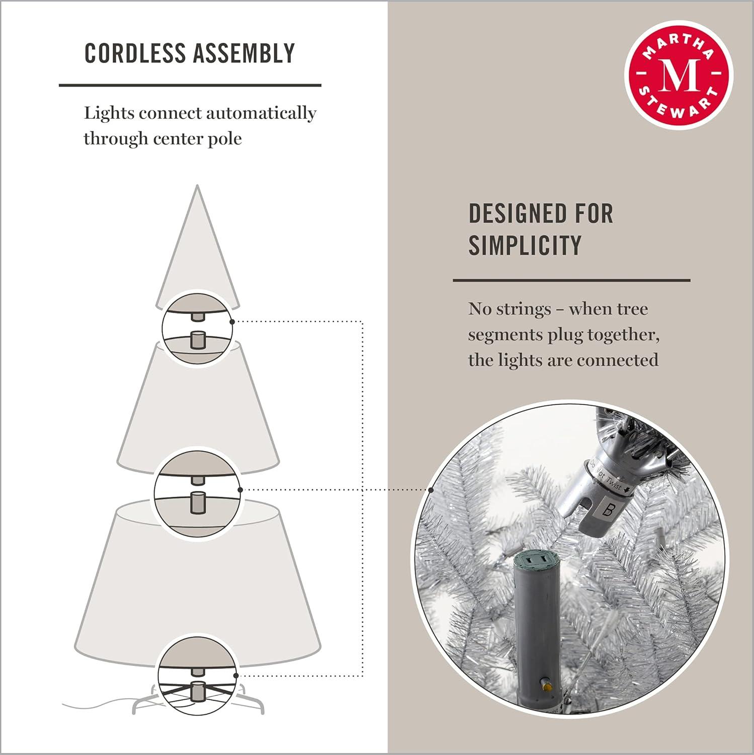 imageMARTHA STEWART Gold Tinsel PreLit Artificial Christmas Tree 7 Feet Clear White Lights BTIPI1Silver  Colored Lights