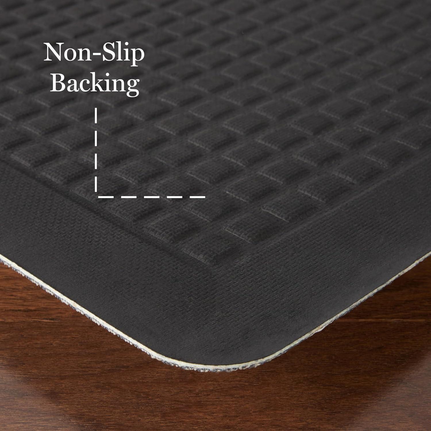 imageMARTHA STEWART Mira Modern Heathered Solid AntiFatigue AirInfused Kitchen Mat Brown 196quotx32quotNavy Blue