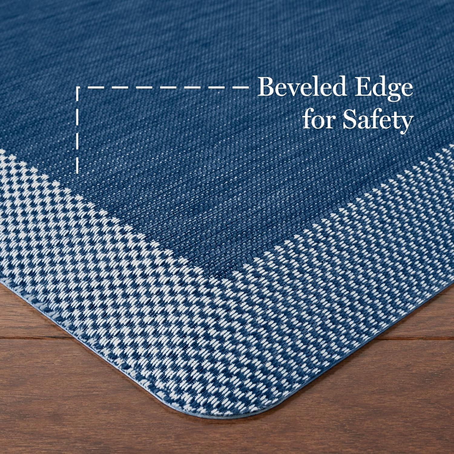 imageMARTHA STEWART Mira Modern Heathered Solid AntiFatigue AirInfused Kitchen Mat Brown 196quotx32quotNavy Blue