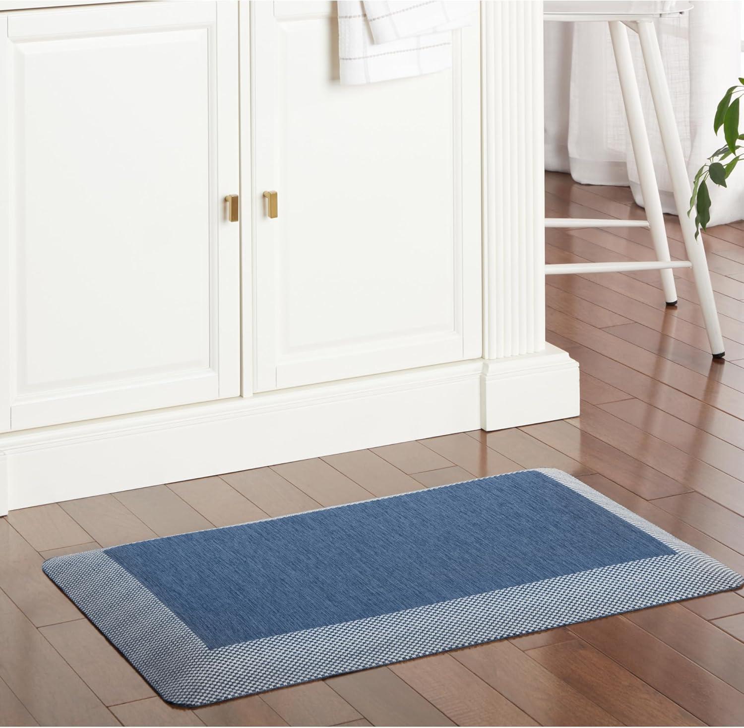 imageMARTHA STEWART Mira Modern Heathered Solid AntiFatigue AirInfused Kitchen Mat Brown 196quotx32quotNavy Blue