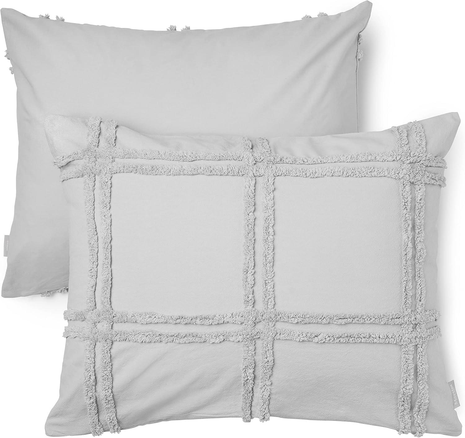 imageMARTHA STEWART Natalie King Size Duvet 3 Piece Set1 Duvet Cover 2 Pillow Shams Crinkle Velvet Texture Soft ampamp Royal Machine Wash 104quotx92quot with Button Closure ChampagneSolid Grey