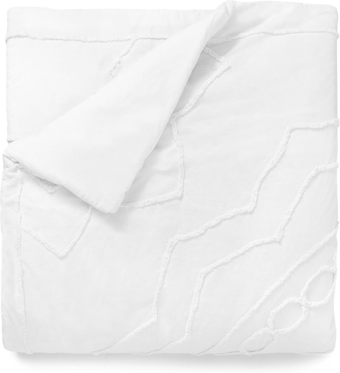 imageMARTHA STEWART Natalie King Size Duvet 3 Piece Set1 Duvet Cover 2 Pillow Shams Crinkle Velvet Texture Soft ampamp Royal Machine Wash 104quotx92quot with Button Closure ChampagneEmbroidered White