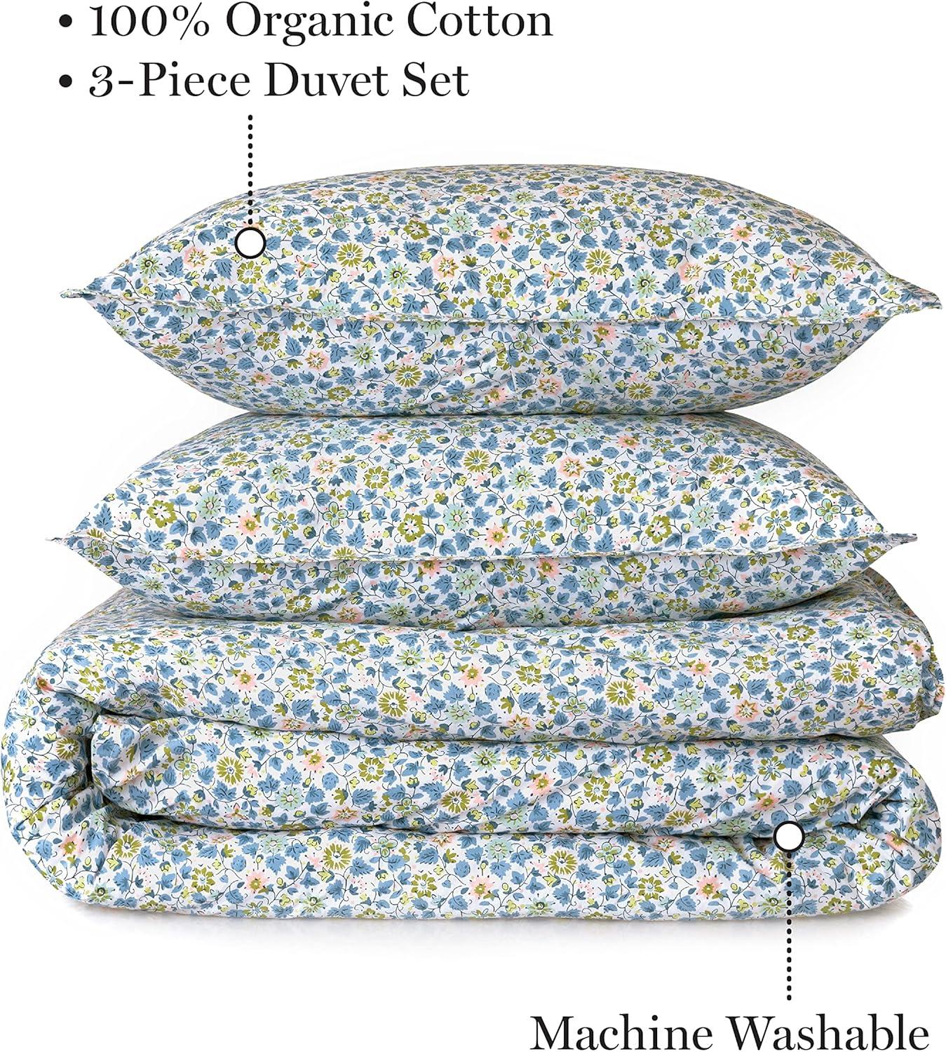 imageMARTHA STEWART Natalie King Size Duvet 3 Piece Set1 Duvet Cover 2 Pillow Shams Crinkle Velvet Texture Soft ampamp Royal Machine Wash 104quotx92quot with Button Closure ChampagneFloral Multi