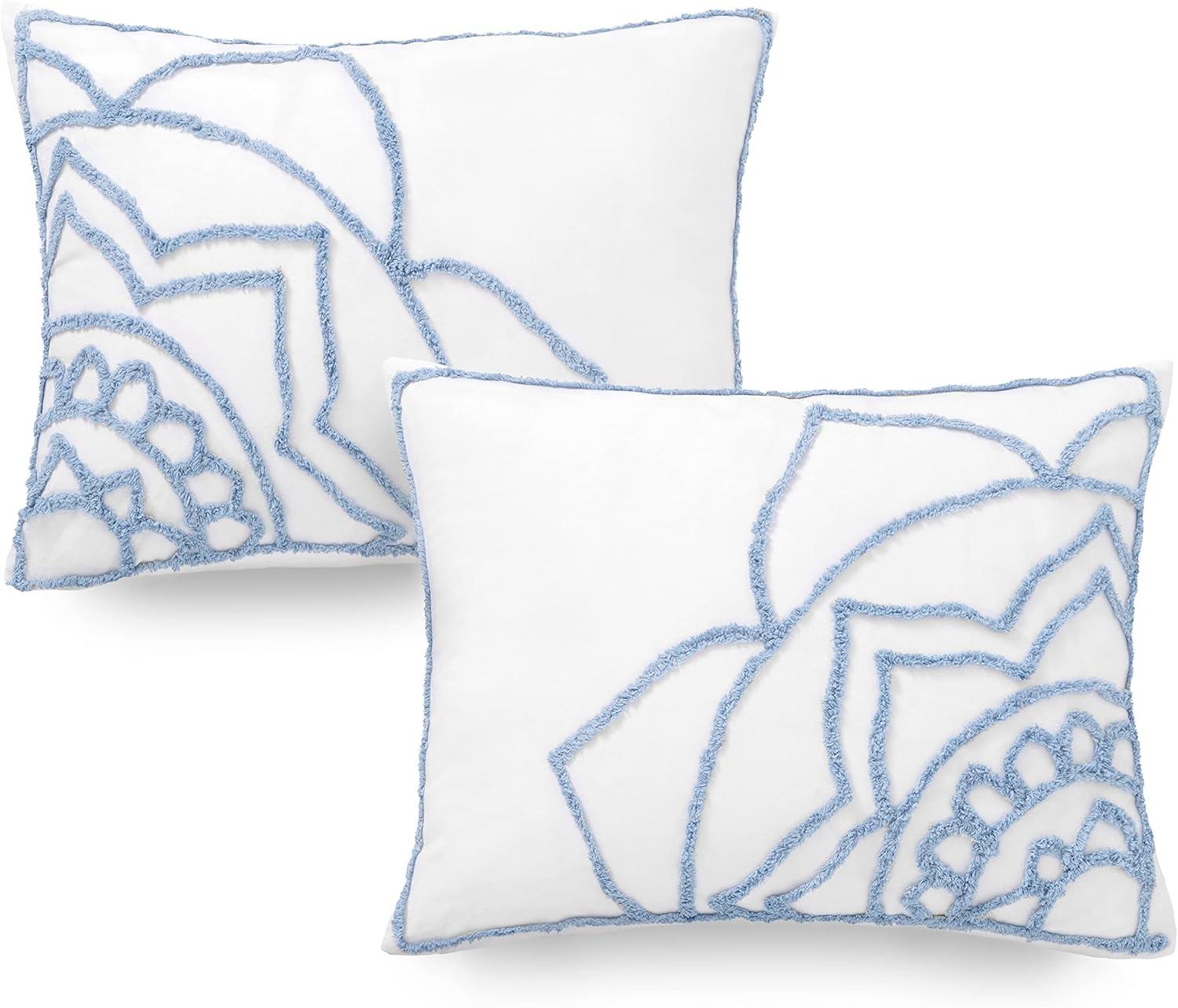 imageMARTHA STEWART Natalie King Size Duvet 3 Piece Set1 Duvet Cover 2 Pillow Shams Crinkle Velvet Texture Soft ampamp Royal Machine Wash 104quotx92quot with Button Closure ChampagneSoft Blue