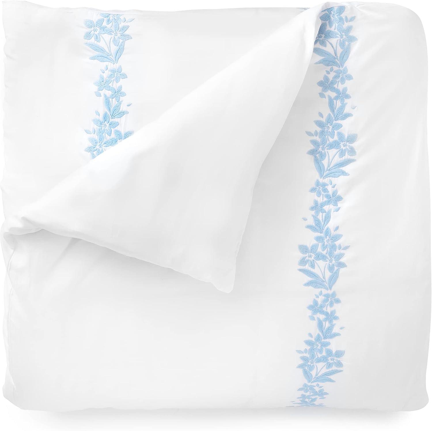 imageMARTHA STEWART Natalie King Size Duvet 3 Piece Set1 Duvet Cover 2 Pillow Shams Crinkle Velvet Texture Soft ampamp Royal Machine Wash 104quotx92quot with Button Closure ChampagneSoft Blue