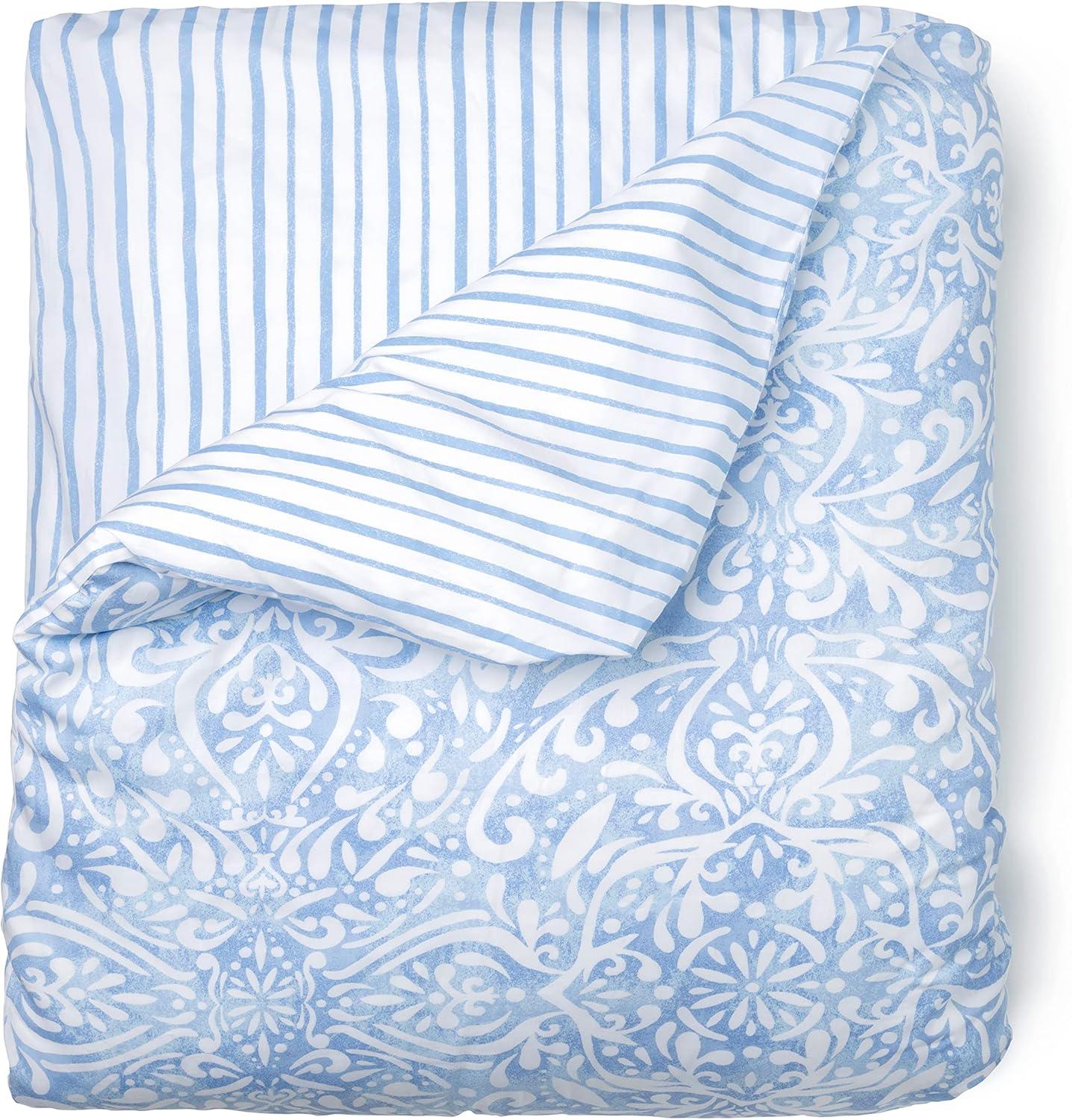 imageMARTHA STEWART Natalie King Size Duvet 3 Piece Set1 Duvet Cover 2 Pillow Shams Crinkle Velvet Texture Soft ampamp Royal Machine Wash 104quotx92quot with Button Closure ChampagneBlue