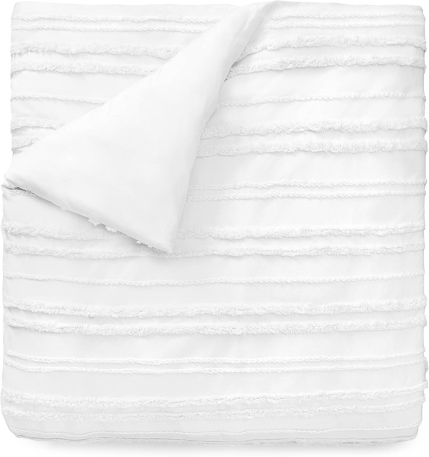 imageMARTHA STEWART Natalie King Size Duvet 3 Piece Set1 Duvet Cover 2 Pillow Shams Crinkle Velvet Texture Soft ampamp Royal Machine Wash 104quotx92quot with Button Closure ChampagneTextured White