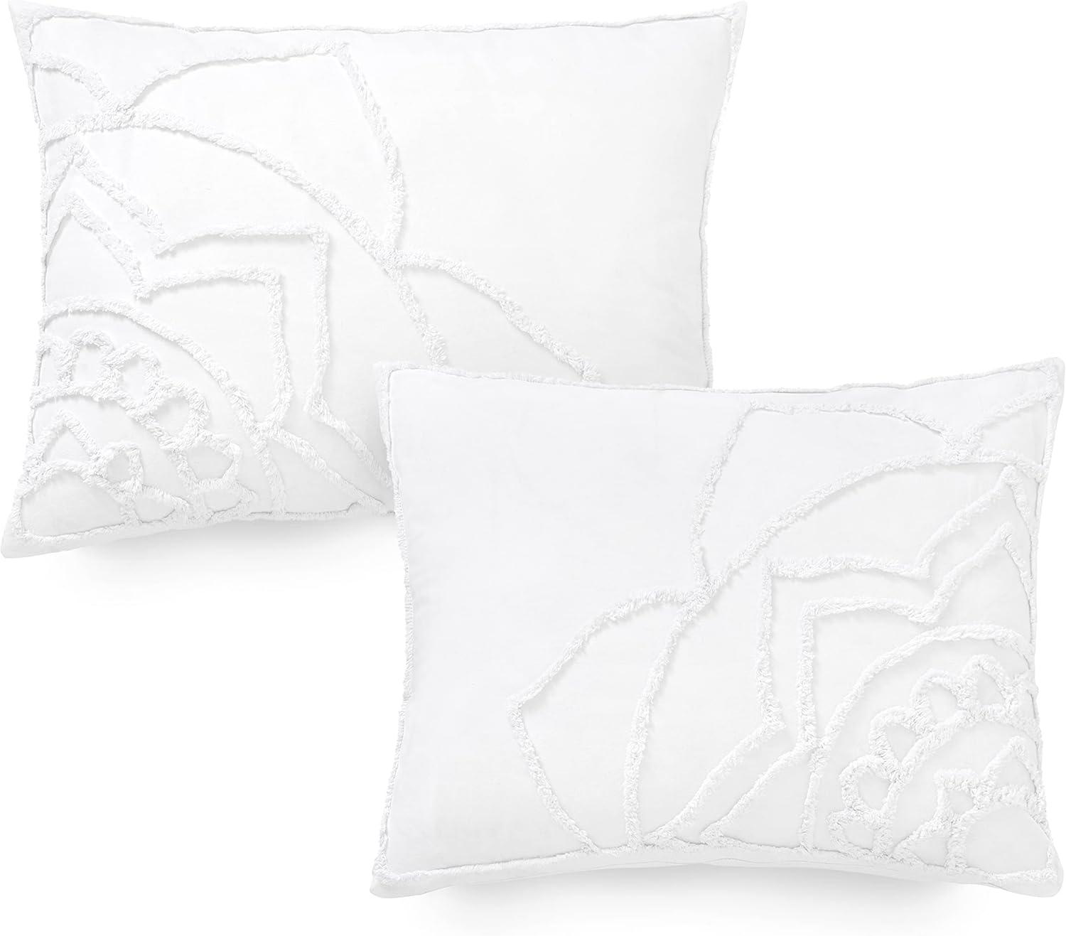 imageMARTHA STEWART Natalie King Size Duvet 3 Piece Set1 Duvet Cover 2 Pillow Shams Crinkle Velvet Texture Soft ampamp Royal Machine Wash 104quotx92quot with Button Closure ChampagneEmbroidered White