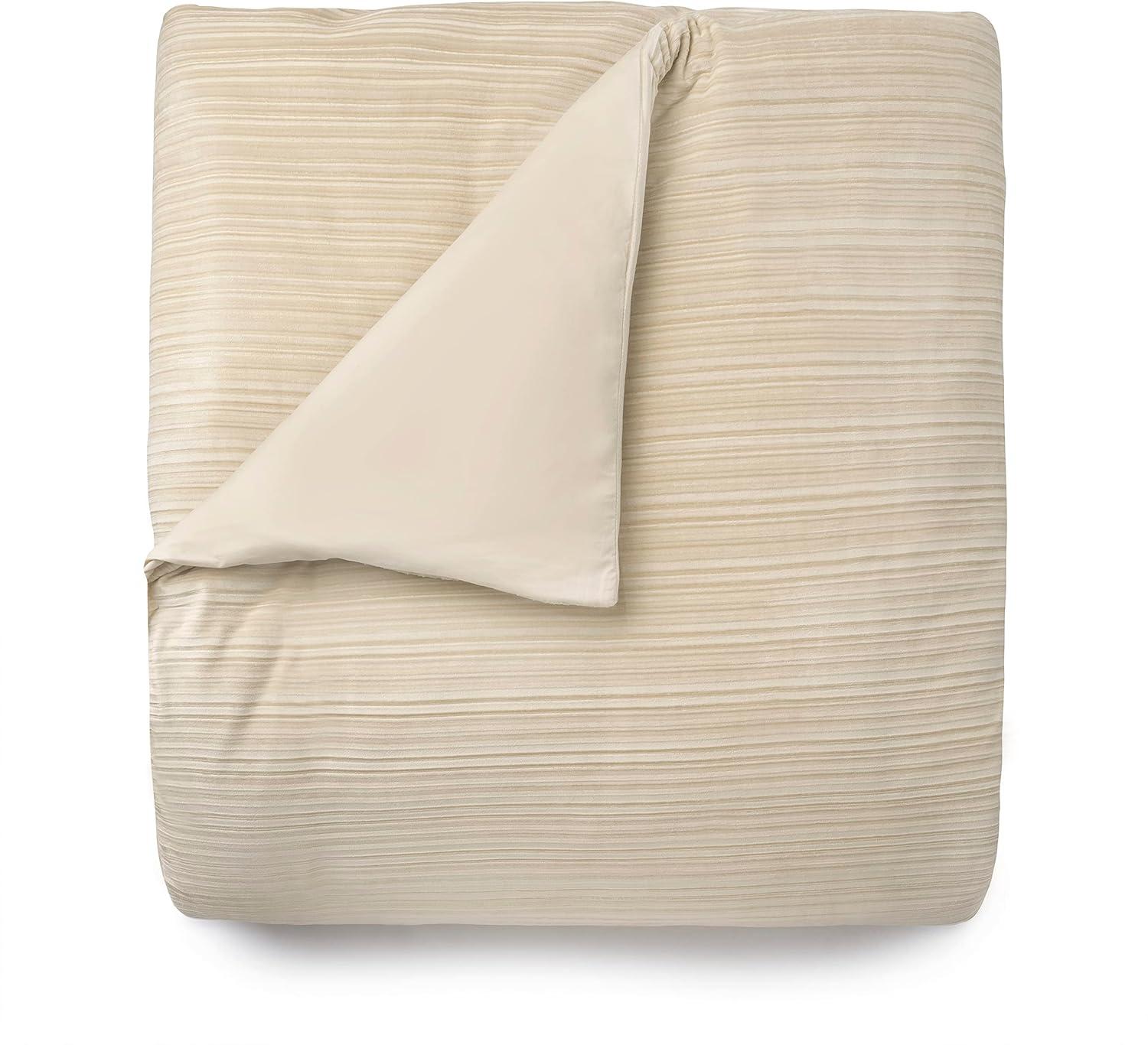 imageMARTHA STEWART Natalie King Size Duvet 3 Piece Set1 Duvet Cover 2 Pillow Shams Crinkle Velvet Texture Soft ampamp Royal Machine Wash 104quotx92quot with Button Closure ChampagneChampagne