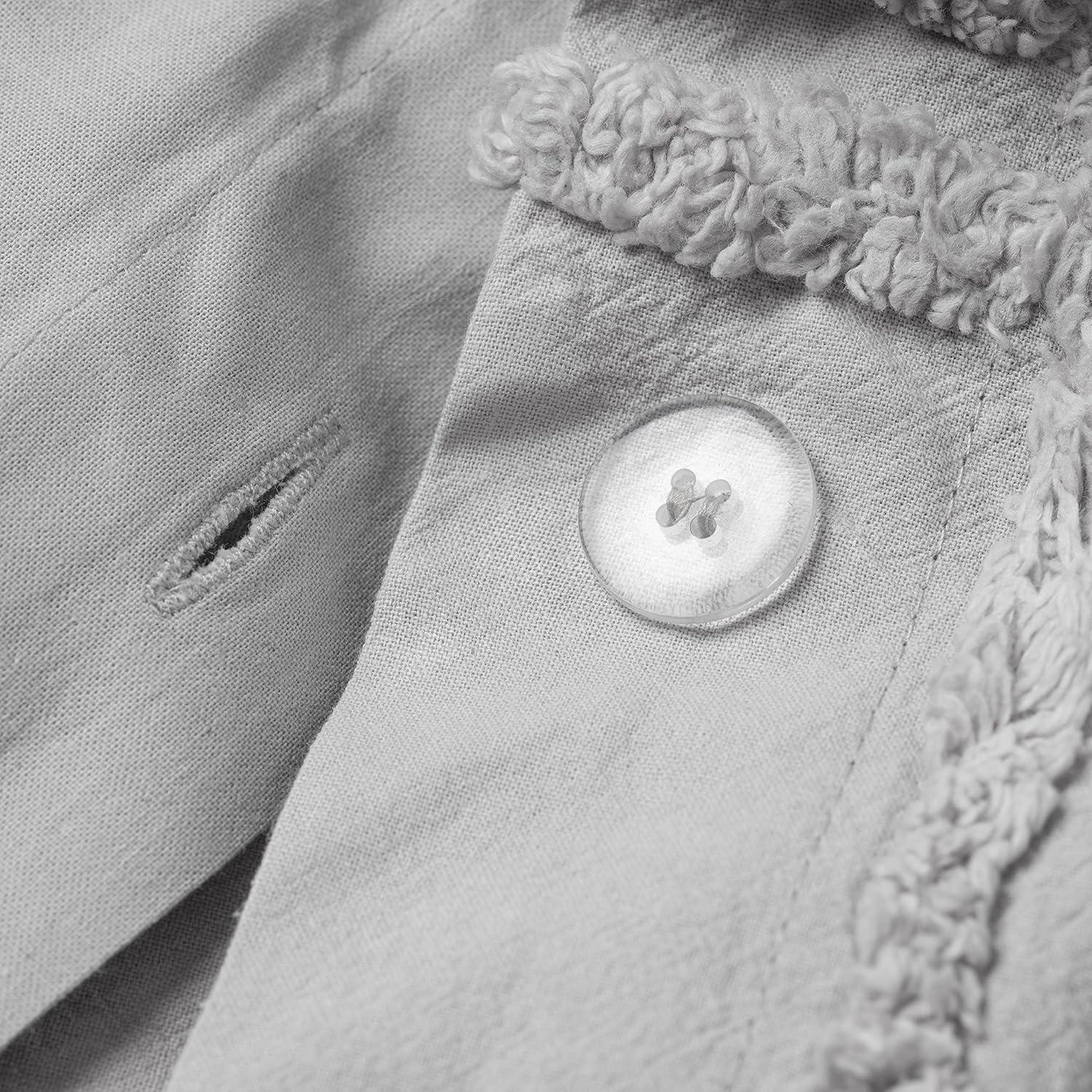 imageMARTHA STEWART Natalie King Size Duvet 3 Piece Set1 Duvet Cover 2 Pillow Shams Crinkle Velvet Texture Soft ampamp Royal Machine Wash 104quotx92quot with Button Closure ChampagneSolid Grey