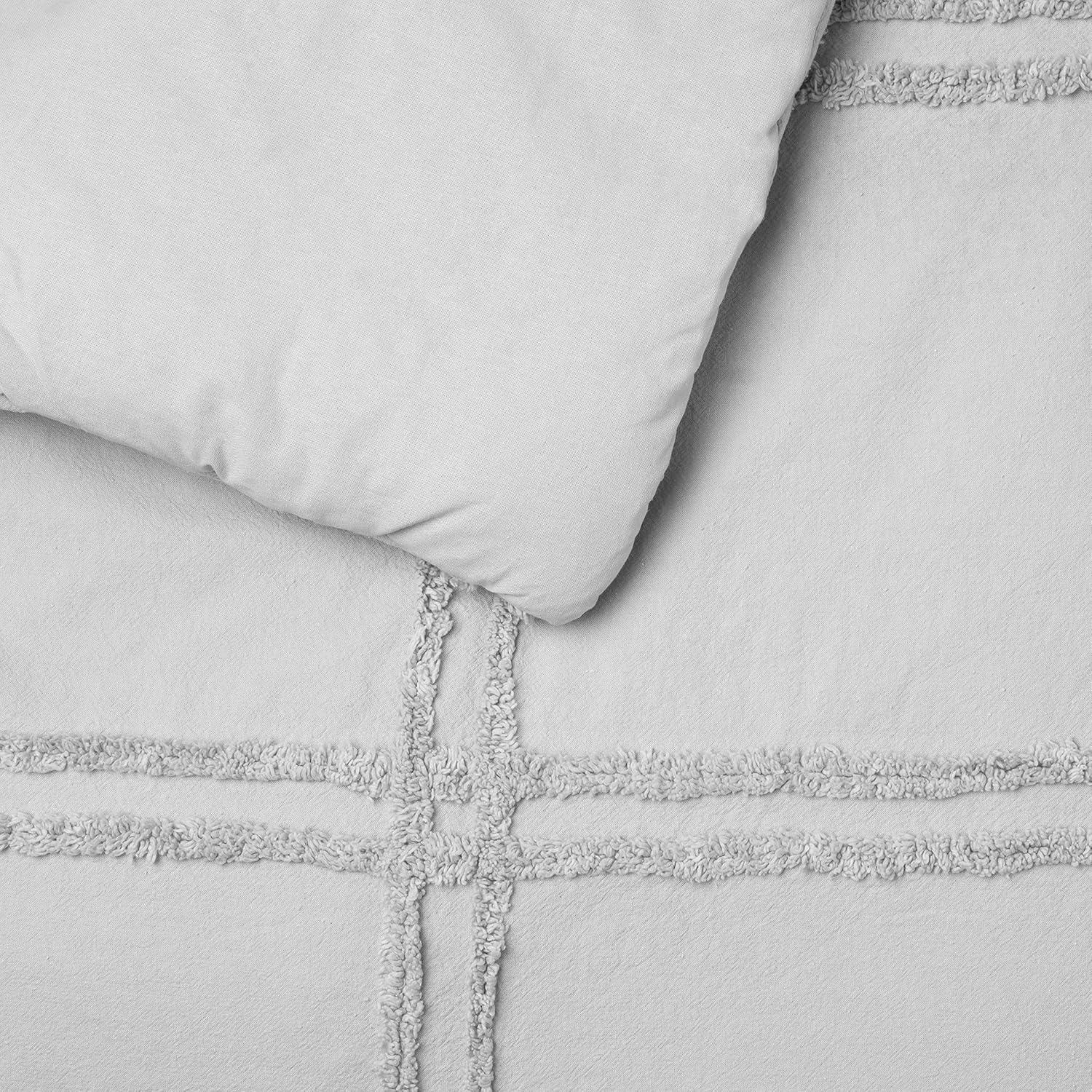 imageMARTHA STEWART Natalie King Size Duvet 3 Piece Set1 Duvet Cover 2 Pillow Shams Crinkle Velvet Texture Soft ampamp Royal Machine Wash 104quotx92quot with Button Closure ChampagneSolid Grey