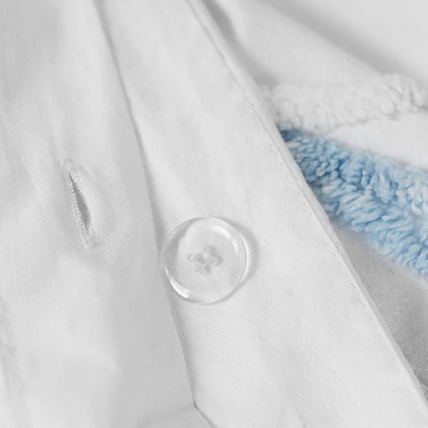 imageMARTHA STEWART Natalie King Size Duvet 3 Piece Set1 Duvet Cover 2 Pillow Shams Crinkle Velvet Texture Soft ampamp Royal Machine Wash 104quotx92quot with Button Closure ChampagneFederal Blue White