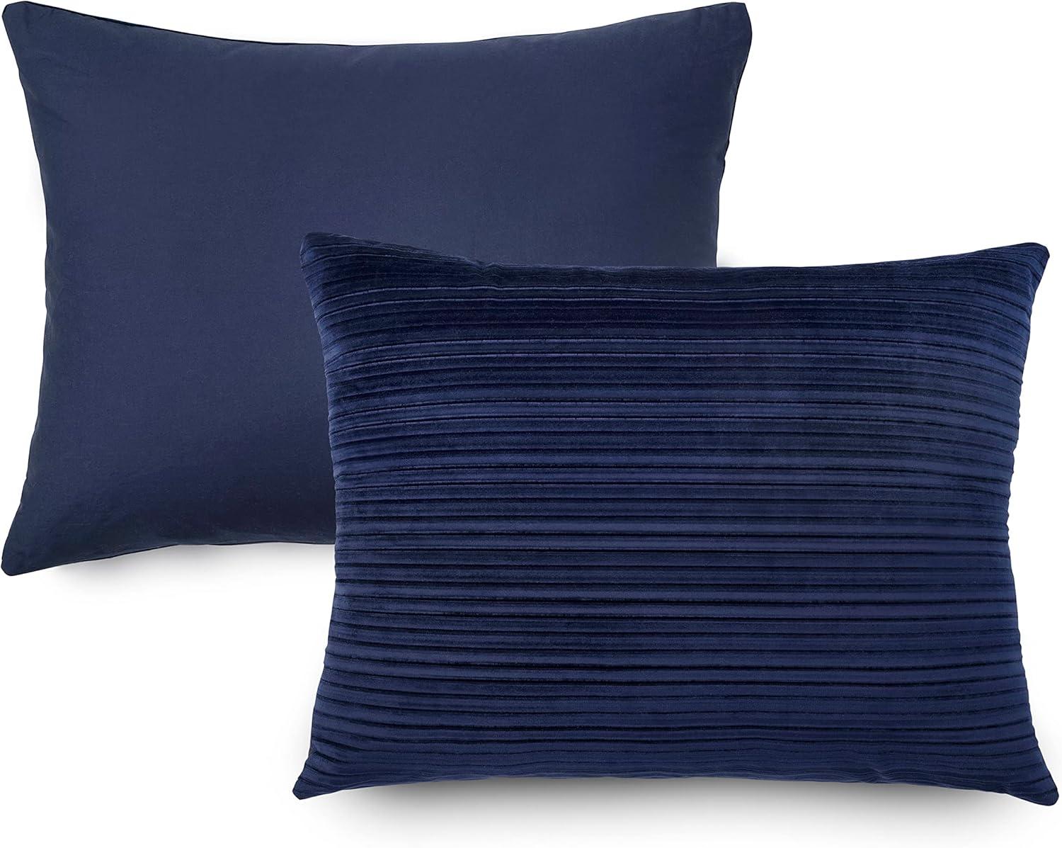 imageMARTHA STEWART Natalie King Size Duvet 3 Piece Set1 Duvet Cover 2 Pillow Shams Crinkle Velvet Texture Soft ampamp Royal Machine Wash 104quotx92quot with Button Closure ChampagneNavy