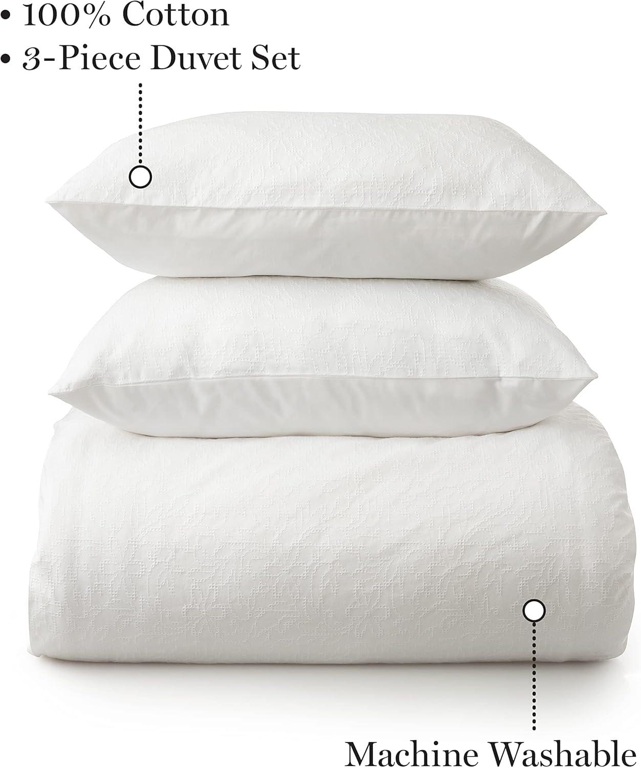 imageMARTHA STEWART Natalie King Size Duvet 3 Piece Set1 Duvet Cover 2 Pillow Shams Crinkle Velvet Texture Soft ampamp Royal Machine Wash 104quotx92quot with Button Closure ChampagneSolid White
