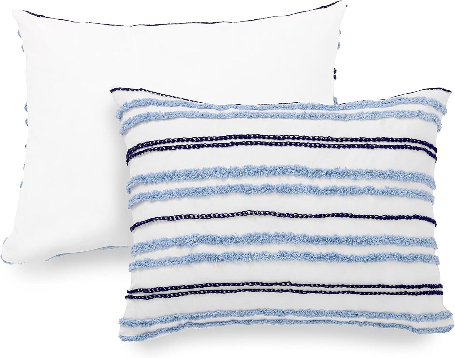 imageMARTHA STEWART Natalie King Size Duvet 3 Piece Set1 Duvet Cover 2 Pillow Shams Crinkle Velvet Texture Soft ampamp Royal Machine Wash 104quotx92quot with Button Closure ChampagneSoft Blue