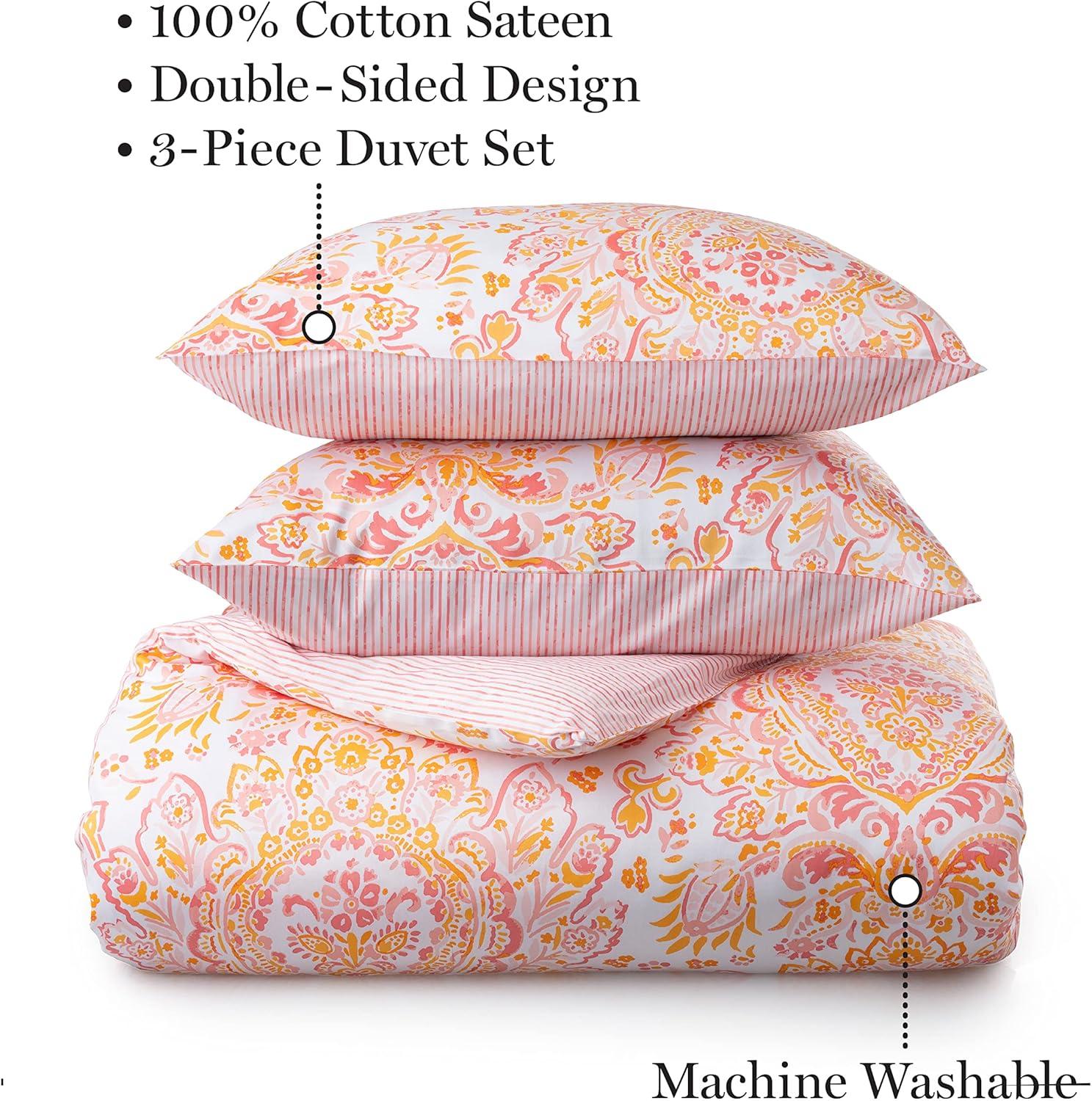 imageMARTHA STEWART Natalie King Size Duvet 3 Piece Set1 Duvet Cover 2 Pillow Shams Crinkle Velvet Texture Soft ampamp Royal Machine Wash 104quotx92quot with Button Closure ChampagneOrange