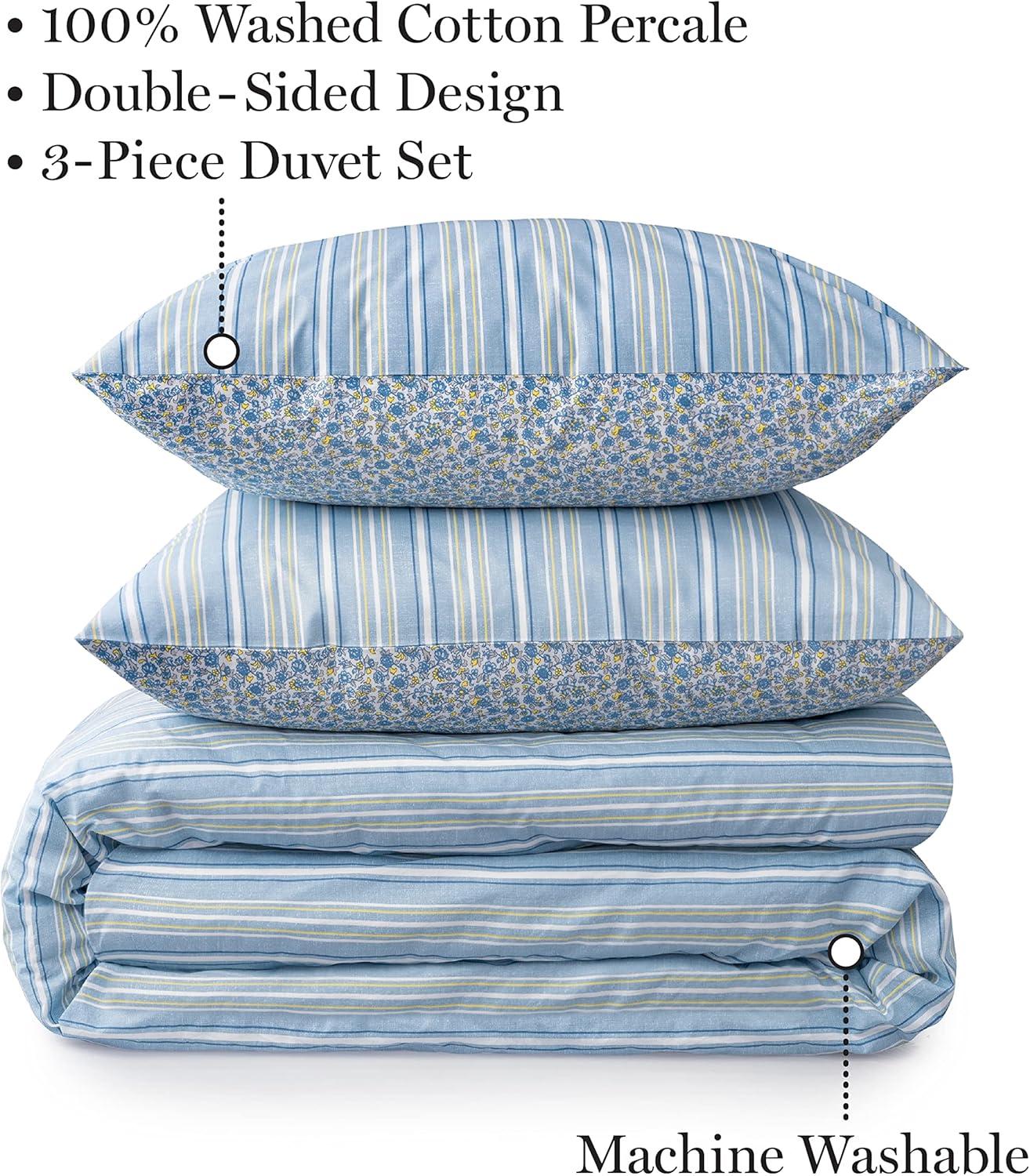 imageMARTHA STEWART Natalie King Size Duvet 3 Piece Set1 Duvet Cover 2 Pillow Shams Crinkle Velvet Texture Soft ampamp Royal Machine Wash 104quotx92quot with Button Closure ChampagneBlue Yellow