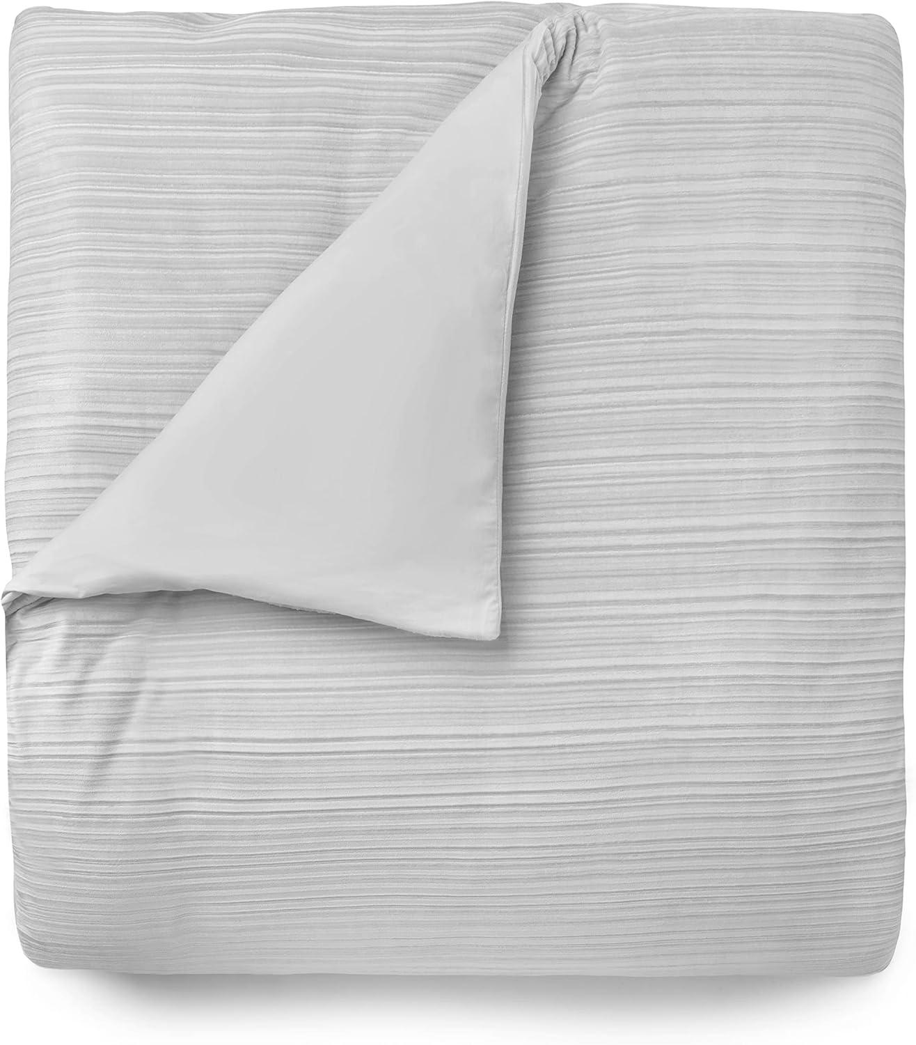 imageMARTHA STEWART Natalie King Size Duvet 3 Piece Set1 Duvet Cover 2 Pillow Shams Crinkle Velvet Texture Soft ampamp Royal Machine Wash 104quotx92quot with Button Closure ChampagneGrey