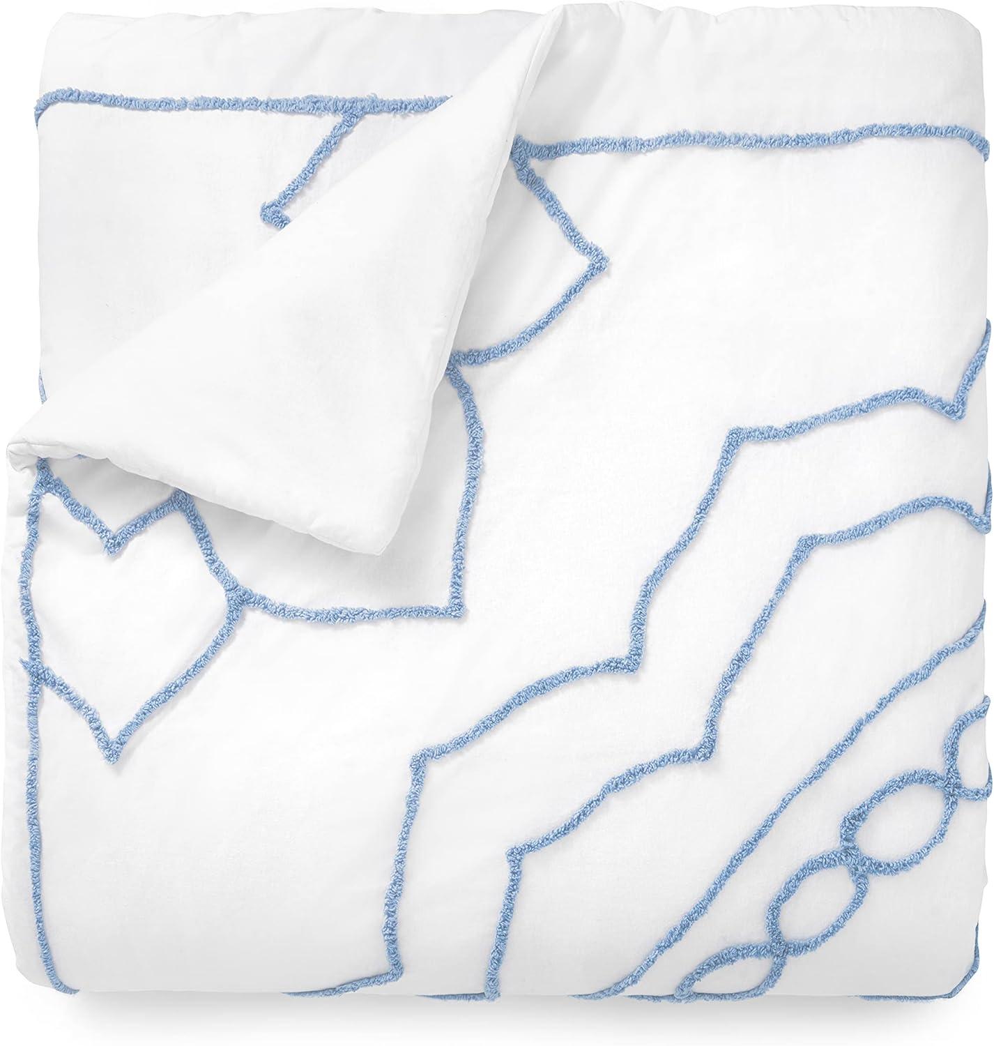 imageMARTHA STEWART Natalie King Size Duvet 3 Piece Set1 Duvet Cover 2 Pillow Shams Crinkle Velvet Texture Soft ampamp Royal Machine Wash 104quotx92quot with Button Closure ChampagneSoft Blue