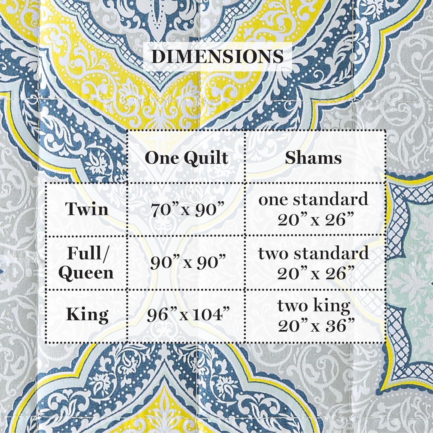 imageMARTHA STEWART Twin Size Quilt Bedding Set 2 Piece Soft Washed Microfiber Printed Bedspread Reversible All Season 1 Quilt 1 Standard Pillow Sham Blue White ampamp Red Painted Floral PrintJamie Medallion