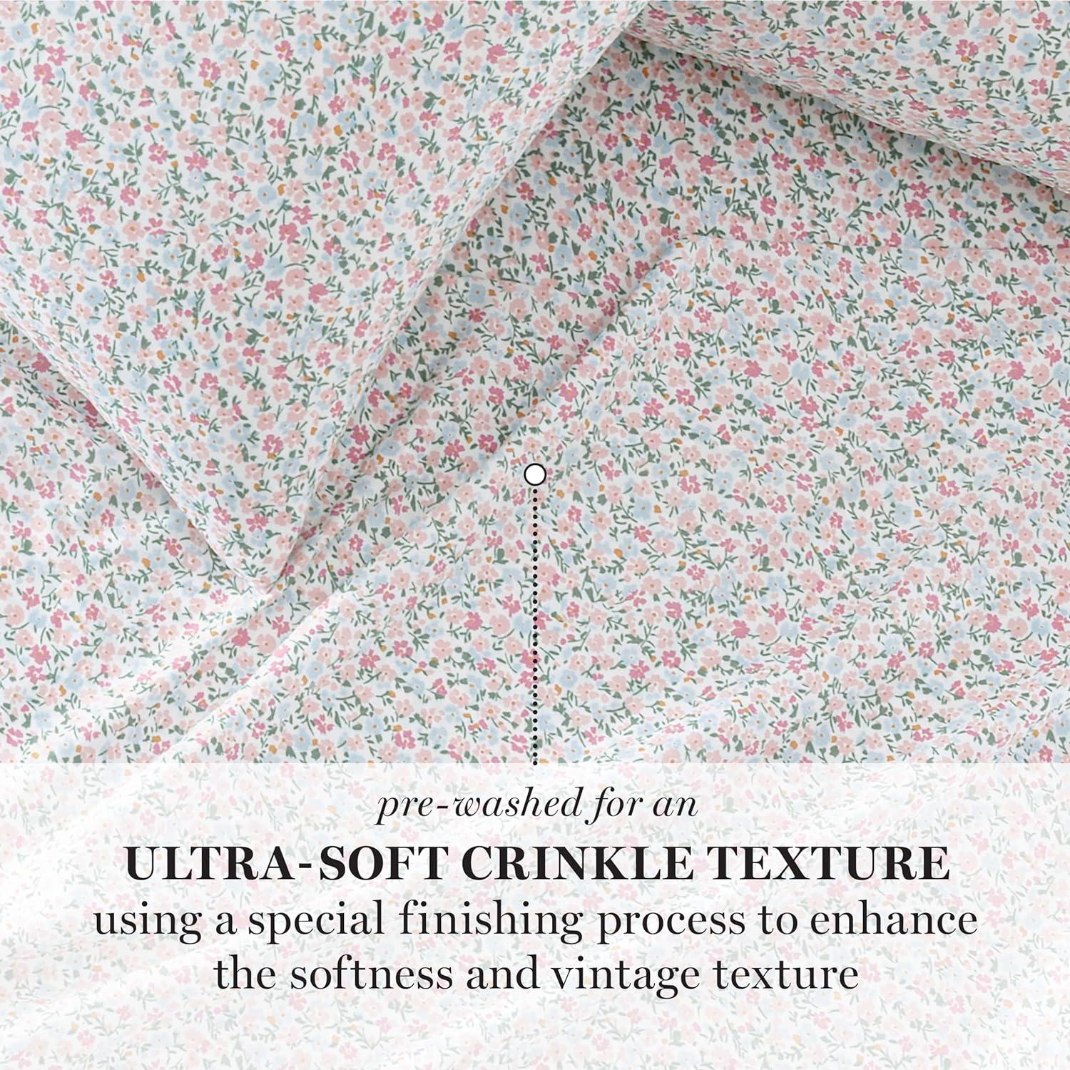 imageMARTHA STEWART Ultra Soft Brushed and Washed Microfiber 4 Piece Sheet Set Easy Care Comfy Bed Sheets with Deep Pocket 1 Flat Sheet 1 Fitted Sheet 2 Std Pillowcases Queen Size Navy BlueJuniper Sea Pink