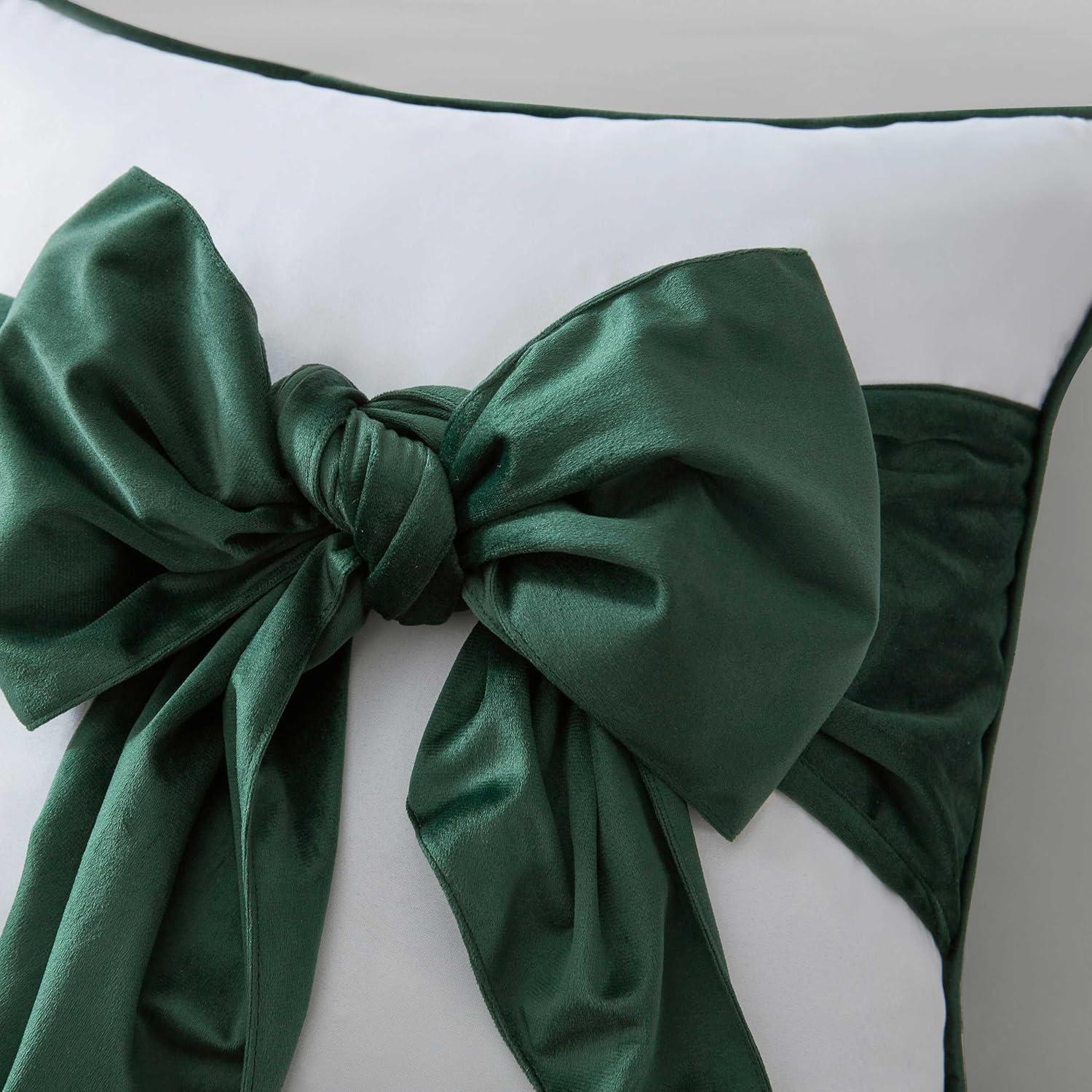 imageMartha Stewart Decorative Pillow Square Throw Pillow with Hidden Zipper Closure Oversized Accent Cushion for Bed or Couch Bedford Bow Green 20quot x 20quotBedford Bow Green