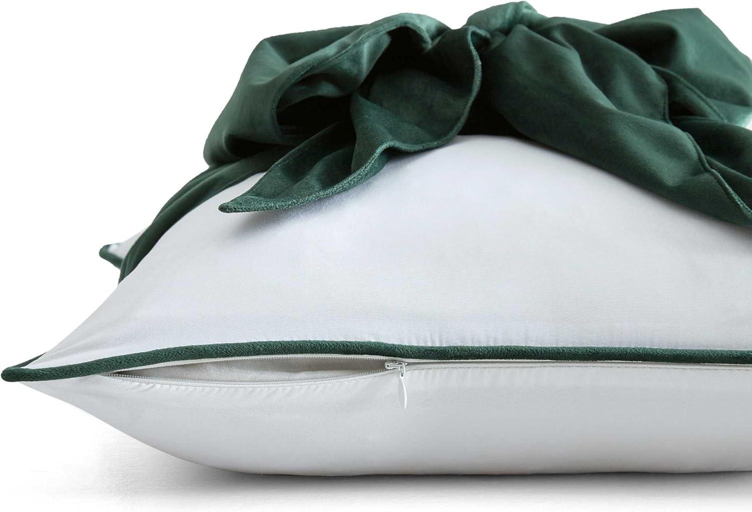 imageMartha Stewart Decorative Pillow Square Throw Pillow with Hidden Zipper Closure Oversized Accent Cushion for Bed or Couch Bedford Bow Green 20quot x 20quotBedford Bow Green