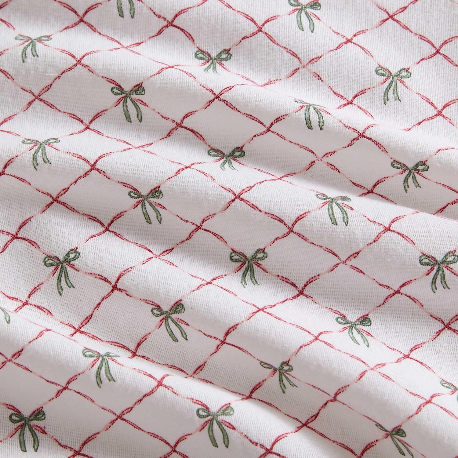 imageMartha Stewart Flannel Sheets Full Size AntiPilling ampamp Wrinkle Resistant Cotton Touchably Soft for AllSeason Comfort Bed Sheets with Matching Pillowcases ampamp Fitted Sheet Holiday Bows RedHoliday Bows Red
