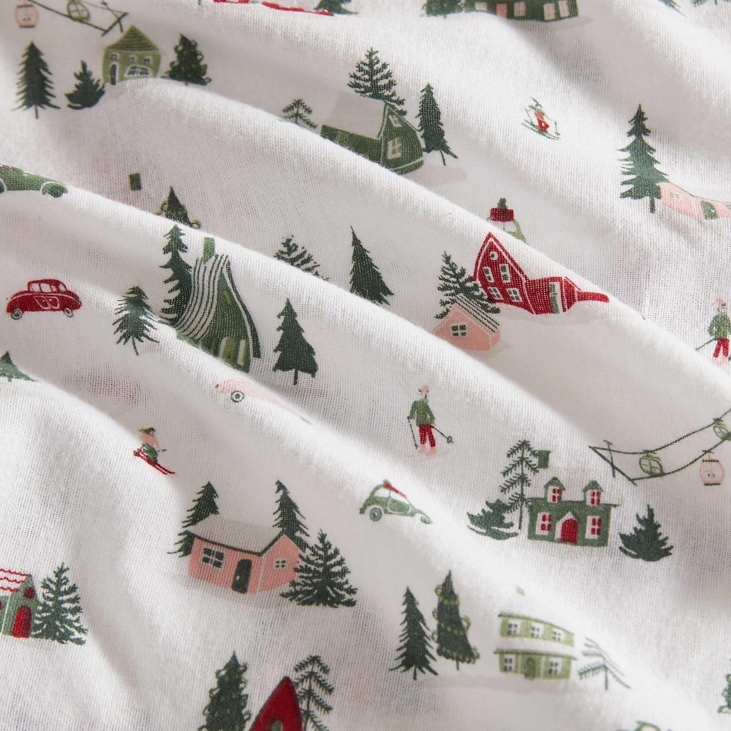 imageMartha Stewart Flannel Sheets Full Size AntiPilling ampamp Wrinkle Resistant Cotton Touchably Soft for AllSeason Comfort Bed Sheets with Matching Pillowcases ampamp Fitted Sheet Holiday Bows RedSki Village Green