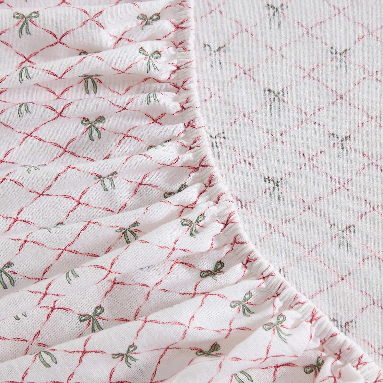 imageMartha Stewart Flannel Sheets Full Size AntiPilling ampamp Wrinkle Resistant Cotton Touchably Soft for AllSeason Comfort Bed Sheets with Matching Pillowcases ampamp Fitted Sheet Holiday Bows RedHoliday Bows Red