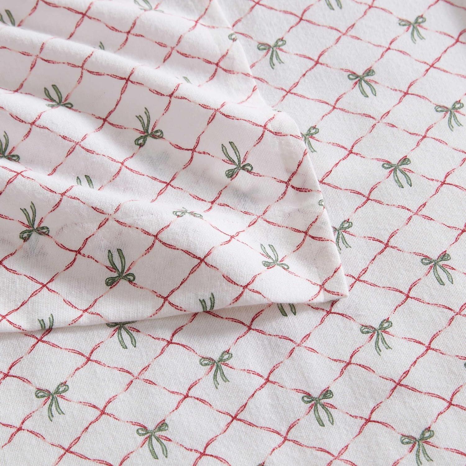 imageMartha Stewart Flannel Sheets Full Size AntiPilling ampamp Wrinkle Resistant Cotton Touchably Soft for AllSeason Comfort Bed Sheets with Matching Pillowcases ampamp Fitted Sheet Holiday Bows RedHoliday Bows Red