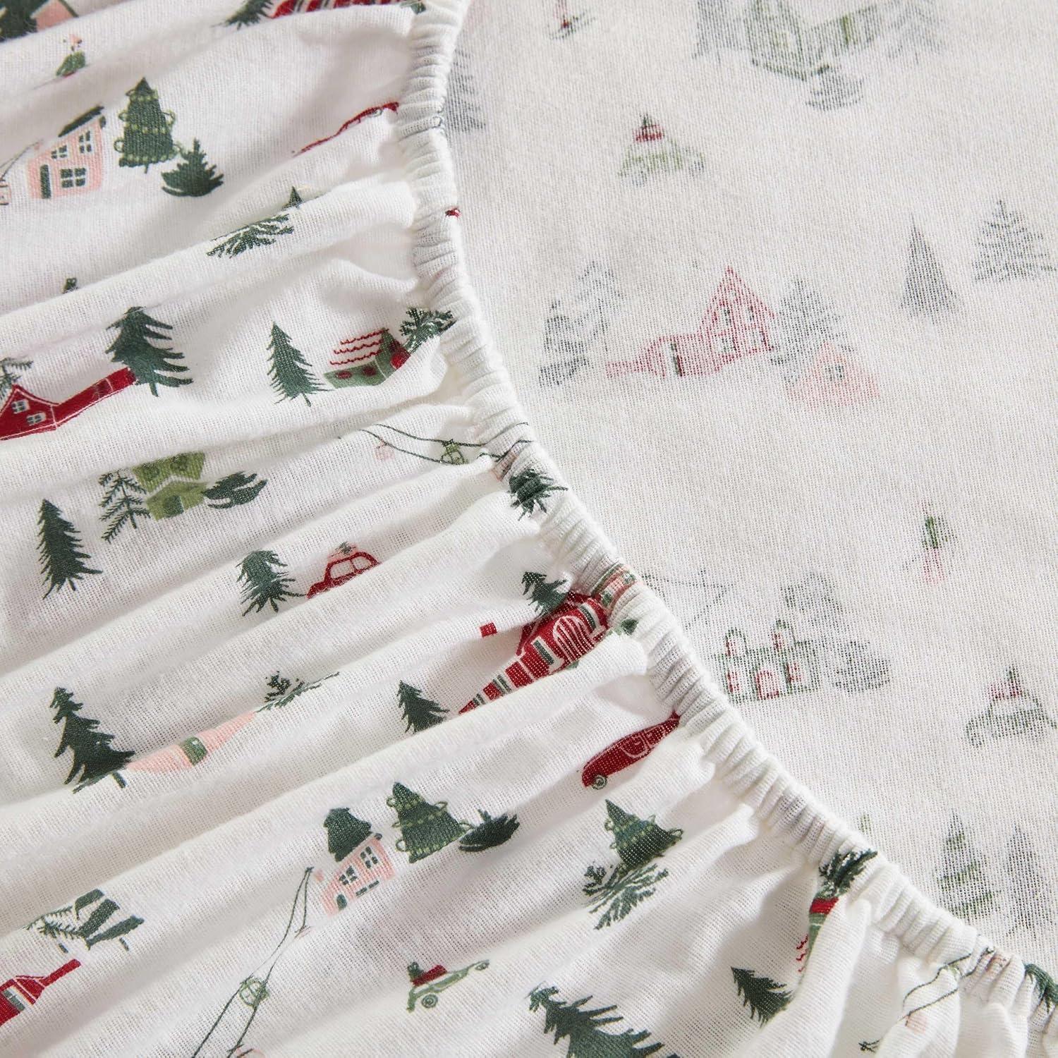 imageMartha Stewart Flannel Sheets Full Size AntiPilling ampamp Wrinkle Resistant Cotton Touchably Soft for AllSeason Comfort Bed Sheets with Matching Pillowcases ampamp Fitted Sheet Holiday Bows RedSki Village Green