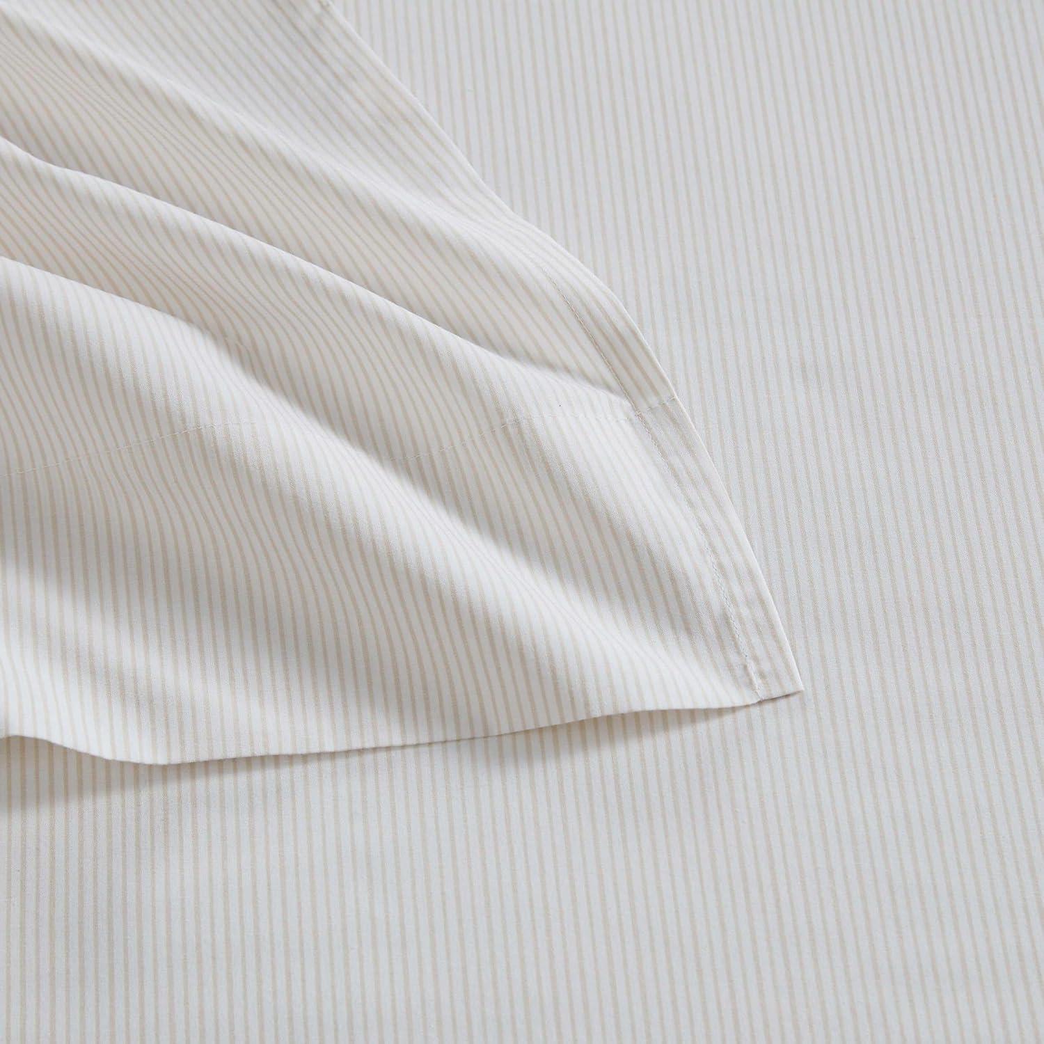 imageMartha Stewart Full Size Sheets Set Crisp ampamp Tailored Cooling Sheets wa Naturally Smooth Cotton Percale Lightweight Feel Bed Sheets with Matching Pillowcases ampamp Fitted Sheet Stripe BlueStripe White