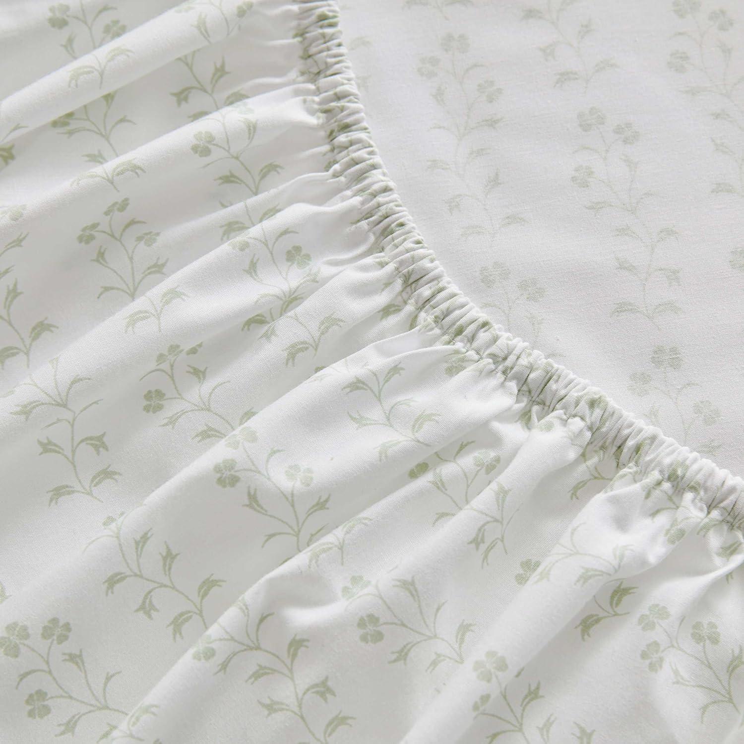 imageMartha Stewart Full Size Sheets Set Crisp ampamp Tailored Cooling Sheets wa Naturally Smooth Cotton Percale Lightweight Feel Bed Sheets with Matching Pillowcases ampamp Fitted Sheet Stripe BlueDitsy Vine Green