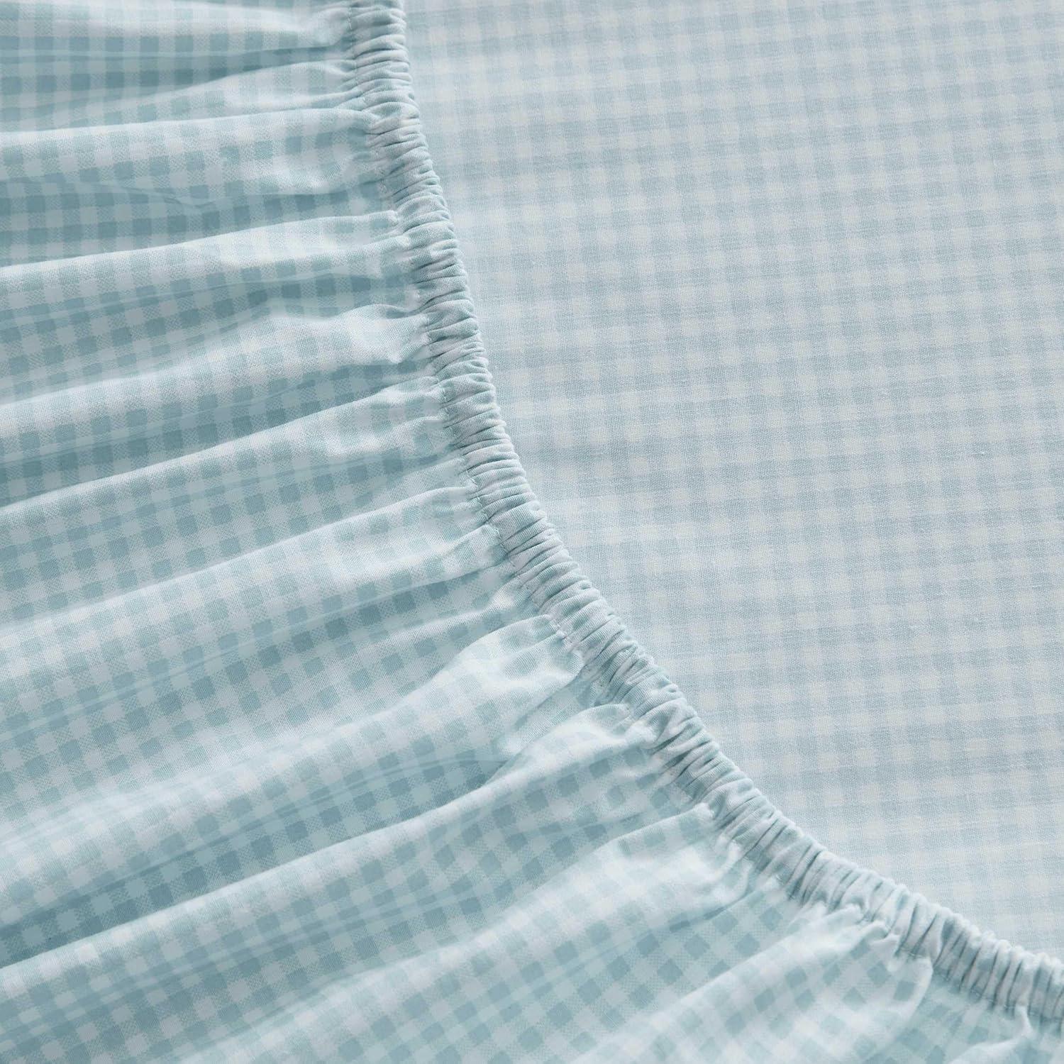 imageMartha Stewart Full Size Sheets Set Crisp ampamp Tailored Cooling Sheets wa Naturally Smooth Cotton Percale Lightweight Feel Bed Sheets with Matching Pillowcases ampamp Fitted Sheet Stripe BlueSmall Gingham Blue