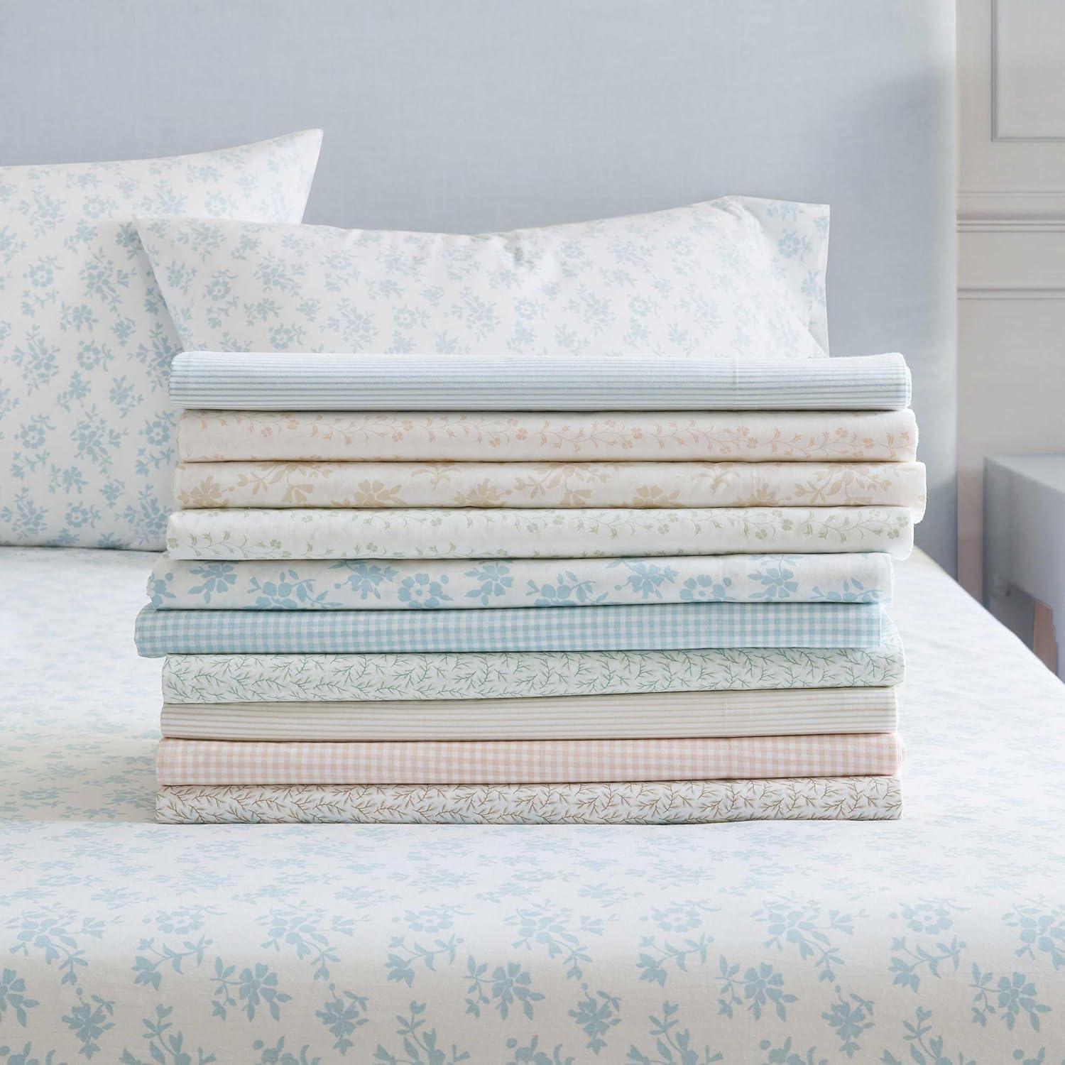 imageMartha Stewart Full Size Sheets Set Crisp ampamp Tailored Cooling Sheets wa Naturally Smooth Cotton Percale Lightweight Feel Bed Sheets with Matching Pillowcases ampamp Fitted Sheet Stripe BlueSmall Gingham Blue