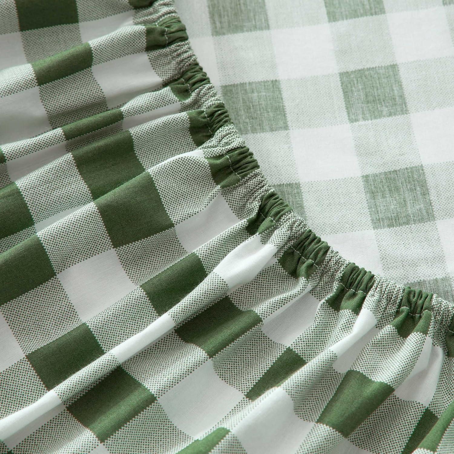 imageMartha Stewart Full Size Sheets Set Crisp ampamp Tailored Cooling Sheets wa Naturally Smooth Cotton Percale Lightweight Feel Bed Sheets with Matching Pillowcases ampamp Fitted Sheet Stripe BlueMadison Gingham Green