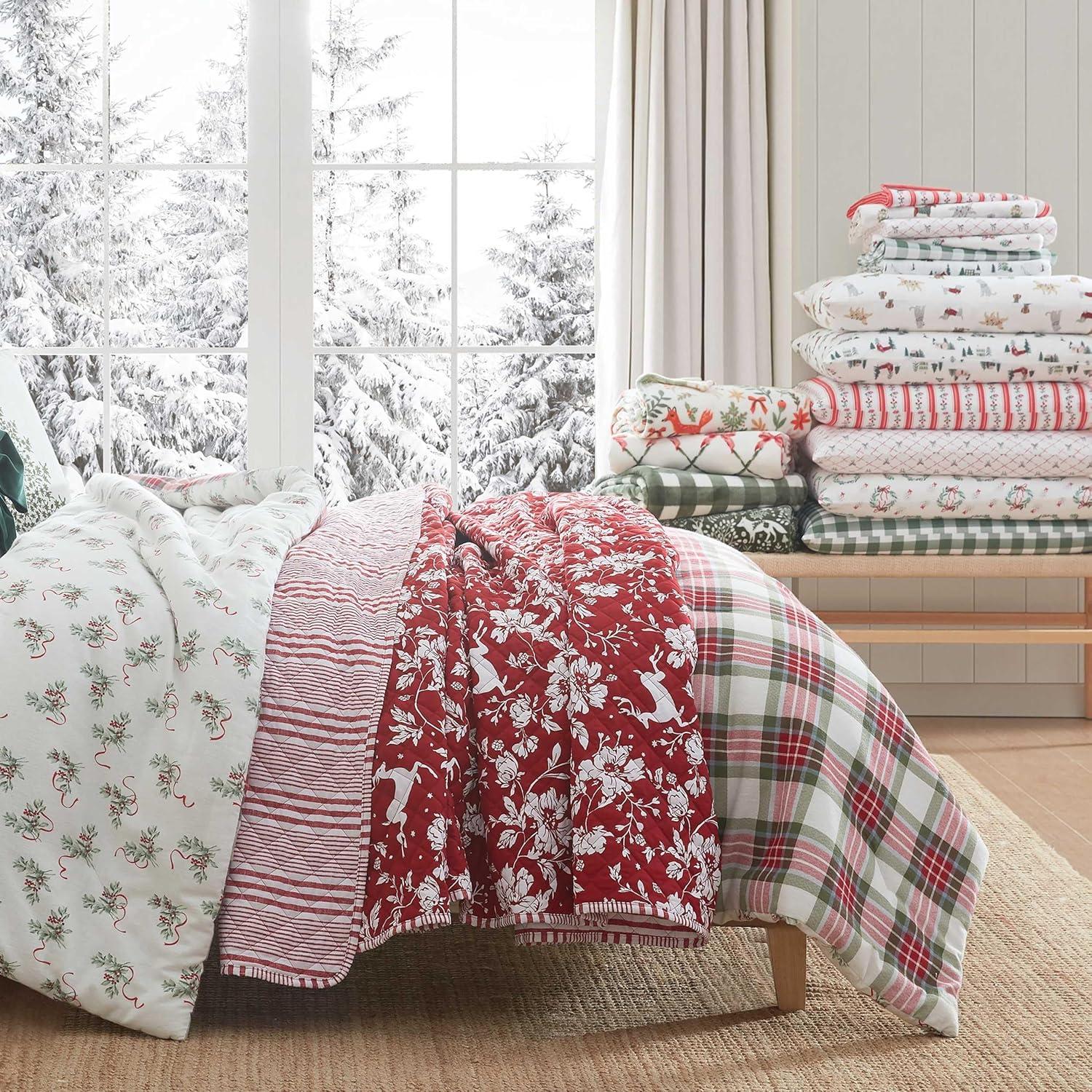 imageMartha Stewart Full Size Sheets Set Crisp ampamp Tailored Cooling Sheets wa Naturally Smooth Cotton Percale Lightweight Feel Bed Sheets with Matching Pillowcases ampamp Fitted Sheet Stripe BlueMadison Gingham Green