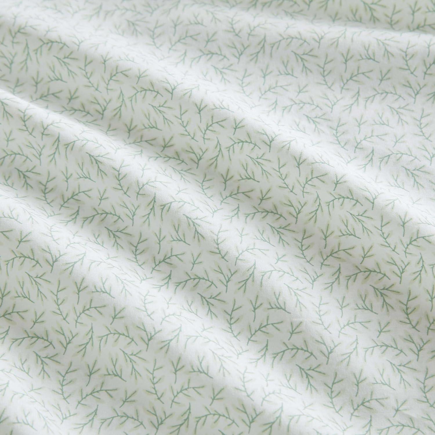 imageMartha Stewart Full Size Sheets Set Crisp ampamp Tailored Cooling Sheets wa Naturally Smooth Cotton Percale Lightweight Feel Bed Sheets with Matching Pillowcases ampamp Fitted Sheet Stripe BlueLeaves Green