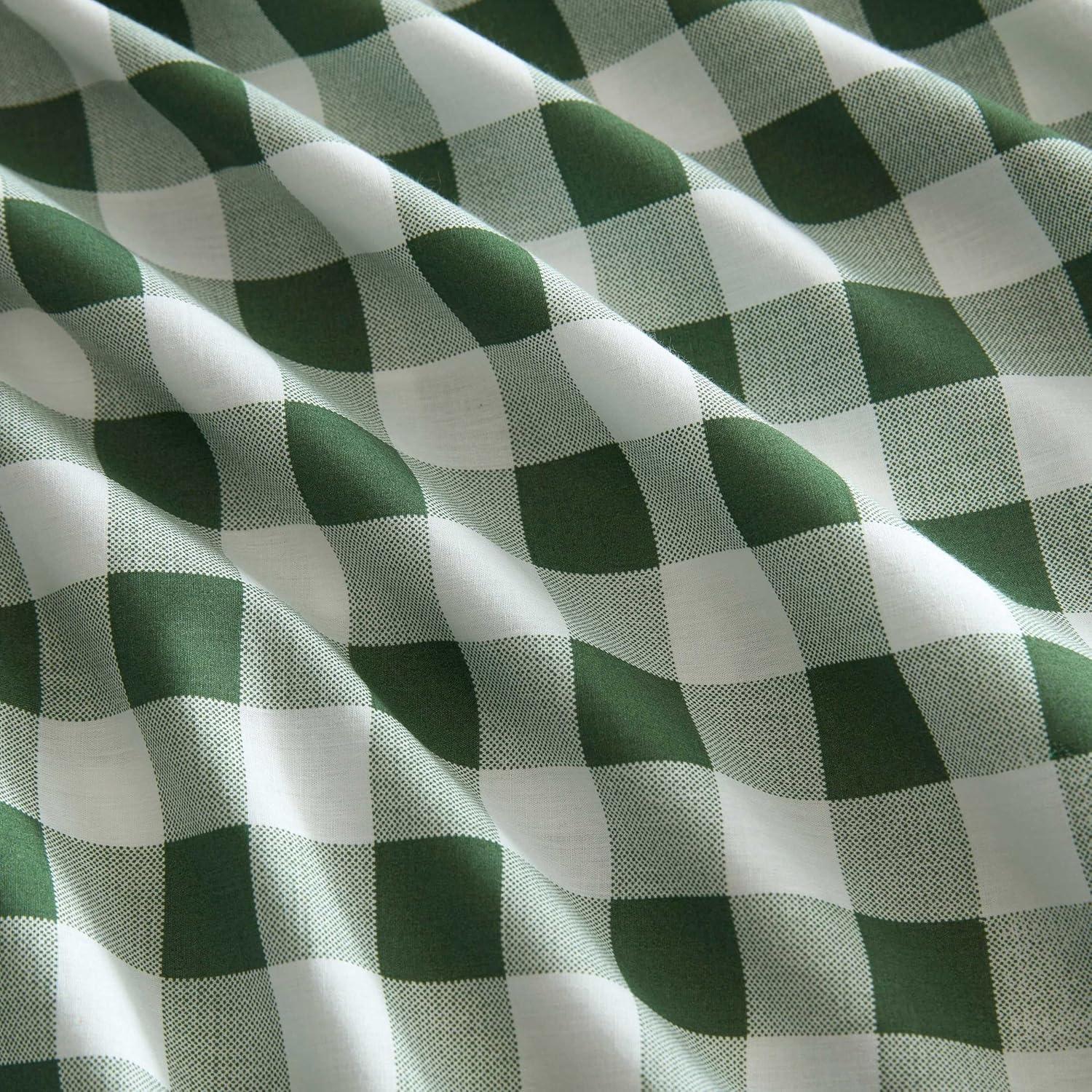 imageMartha Stewart Full Size Sheets Set Crisp ampamp Tailored Cooling Sheets wa Naturally Smooth Cotton Percale Lightweight Feel Bed Sheets with Matching Pillowcases ampamp Fitted Sheet Stripe BlueMadison Gingham Green